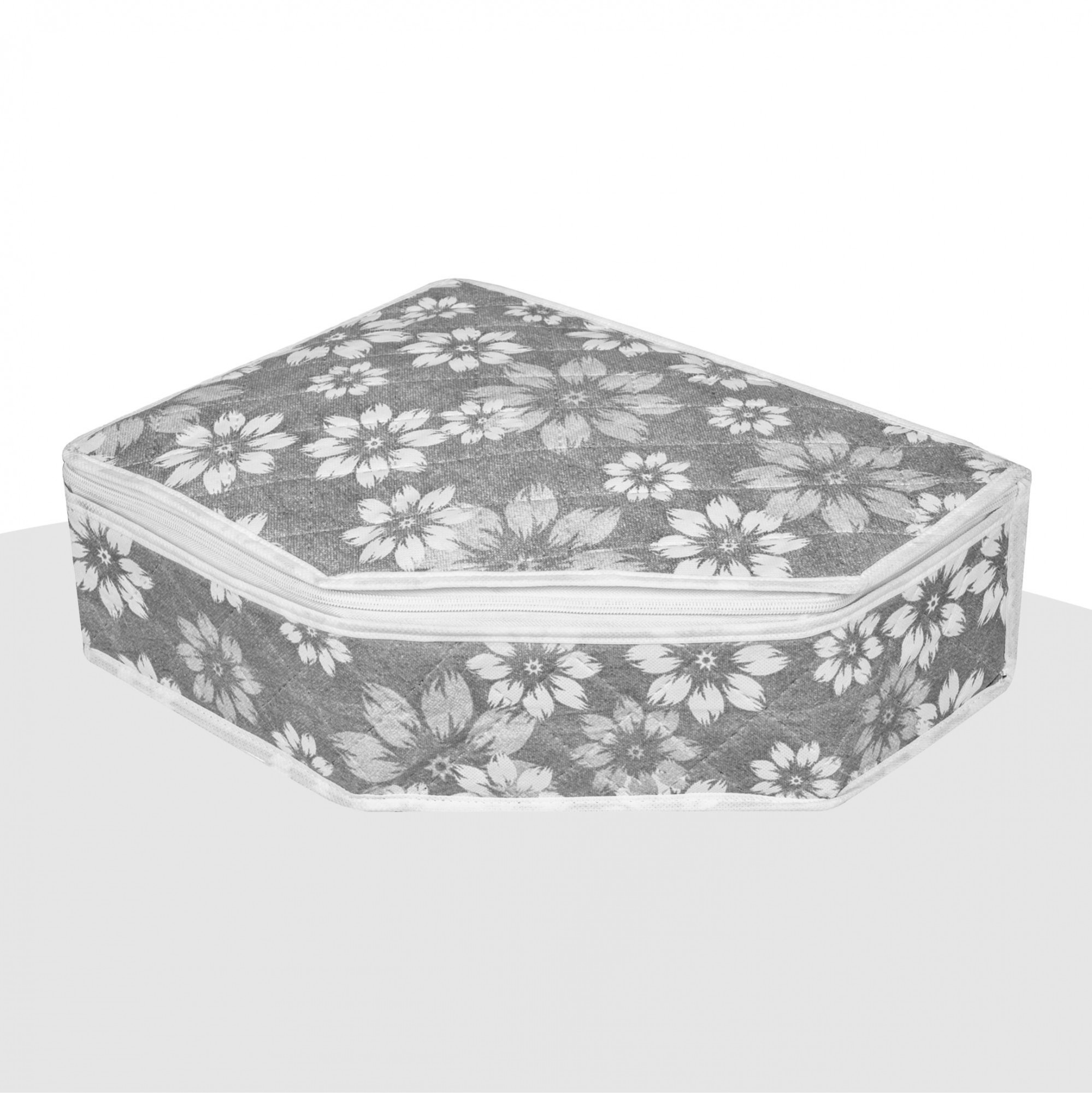 Kuber Industries Blouse Storage Bag  Waterproof Blouse Bag  Side Visible Window Bag  Wardrobe Clothes Organizer  Blouse Protector Bag  Flower Quilted Storage Bag  Pack of 2  Gray