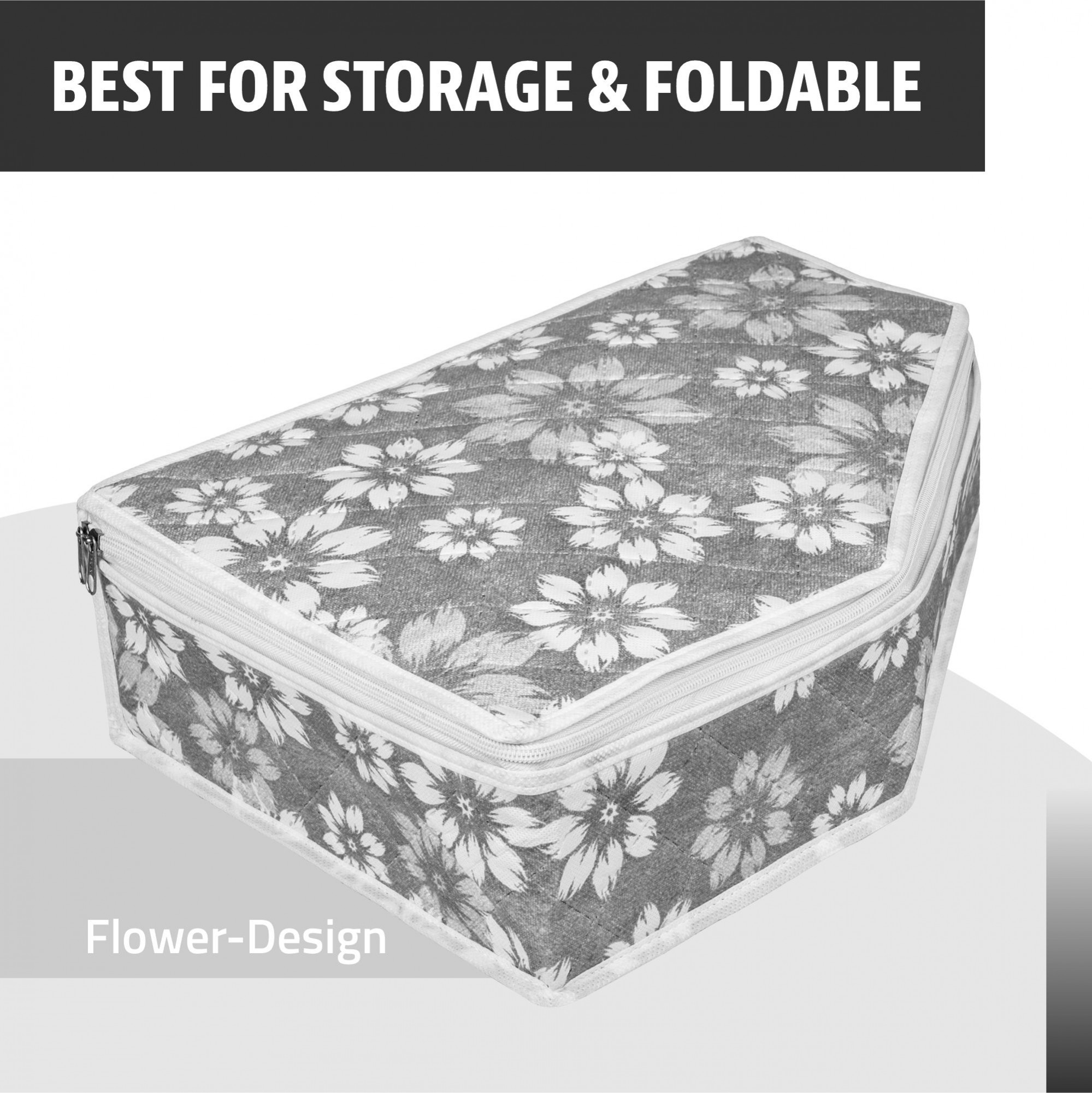 Kuber Industries Blouse Storage Bag  Waterproof Blouse Bag  Side Visible Window Bag  Wardrobe Clothes Organizer  Blouse Protector Bag  Flower Quilted Storage Bag  Pack of 2  Gray