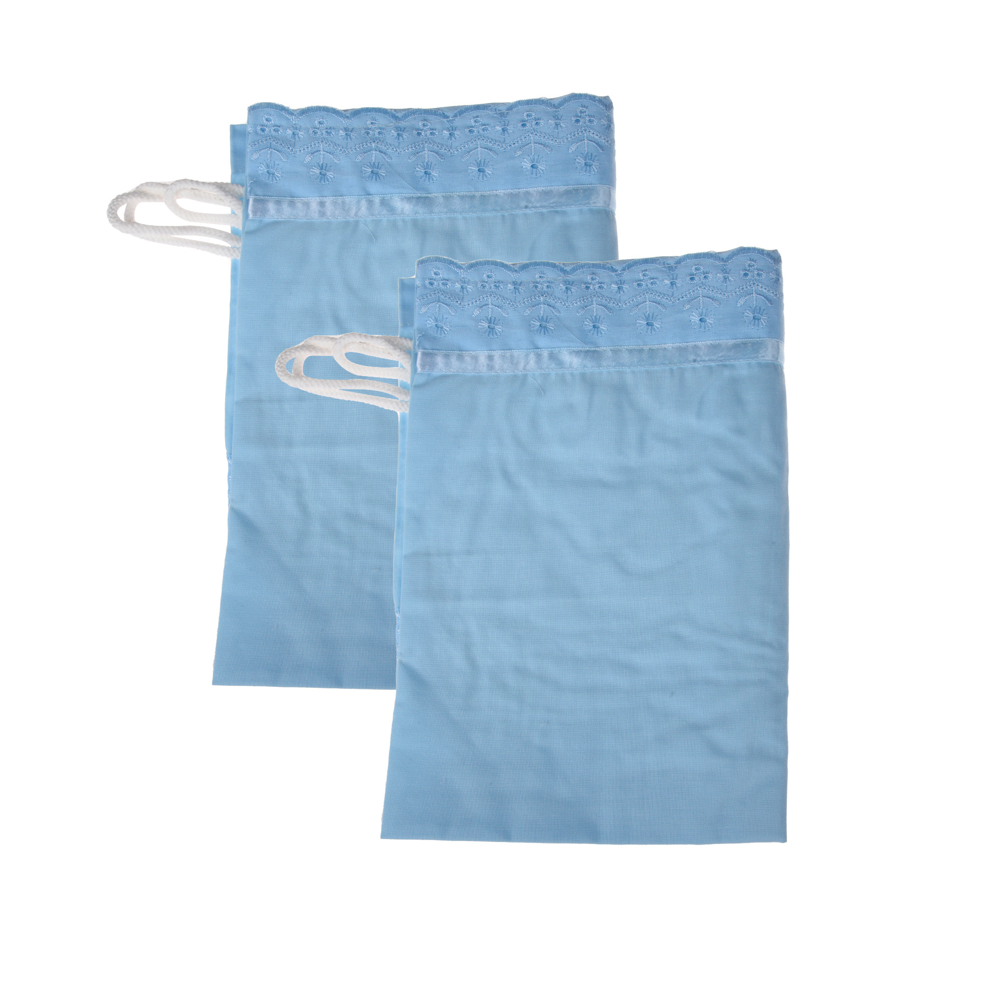 Kuber Industries Bolster Covers  Cotton Bolster Cover Set  Diwan Bolster Cover Set  Bolster Pillow Cover  Plain Lace Print Masand Cover  16x32 Inch  Pack of 2  Sky Blue