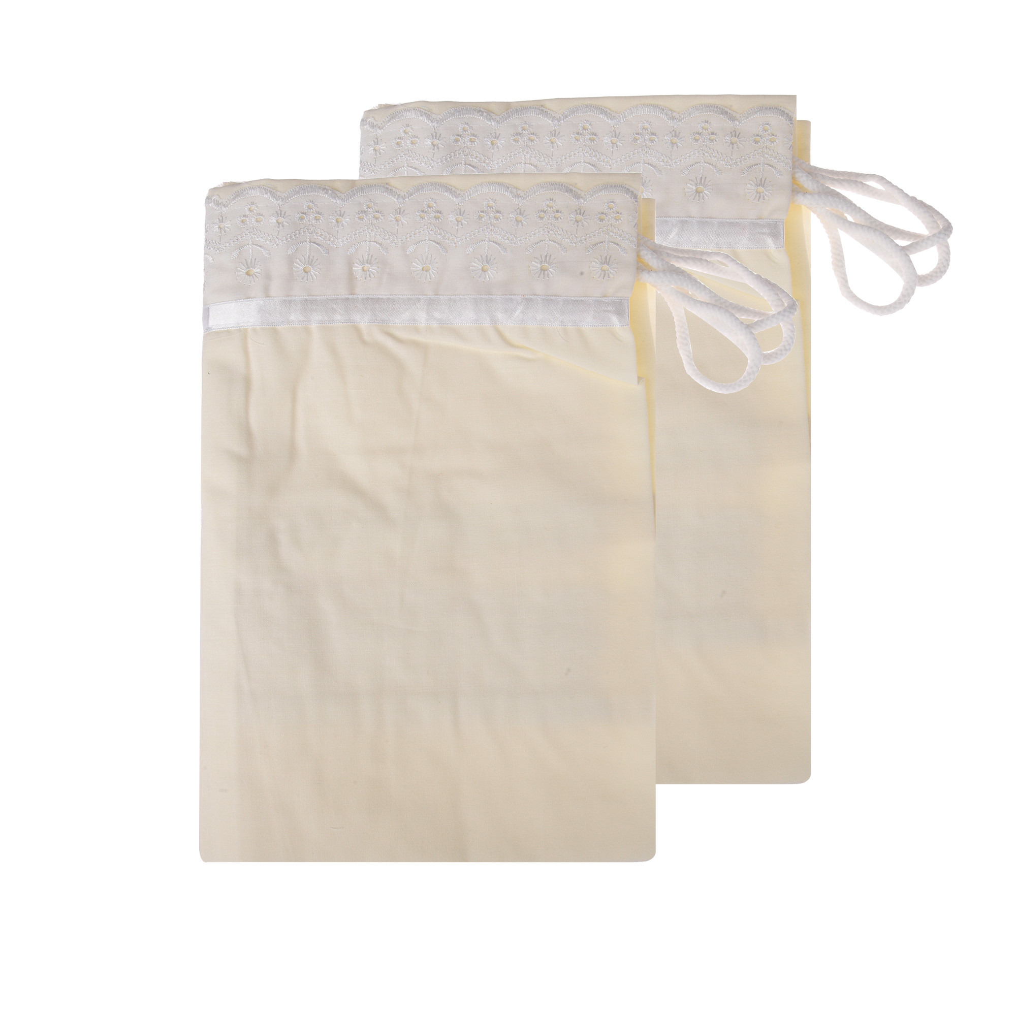 Kuber Industries Bolster Covers  Cotton Bolster Cover Set  Diwan Bolster Cover Set  Bolster Pillow Cover  Plain Lace Print Masand Cover  16x32 Inch  Pack of 2  Cream