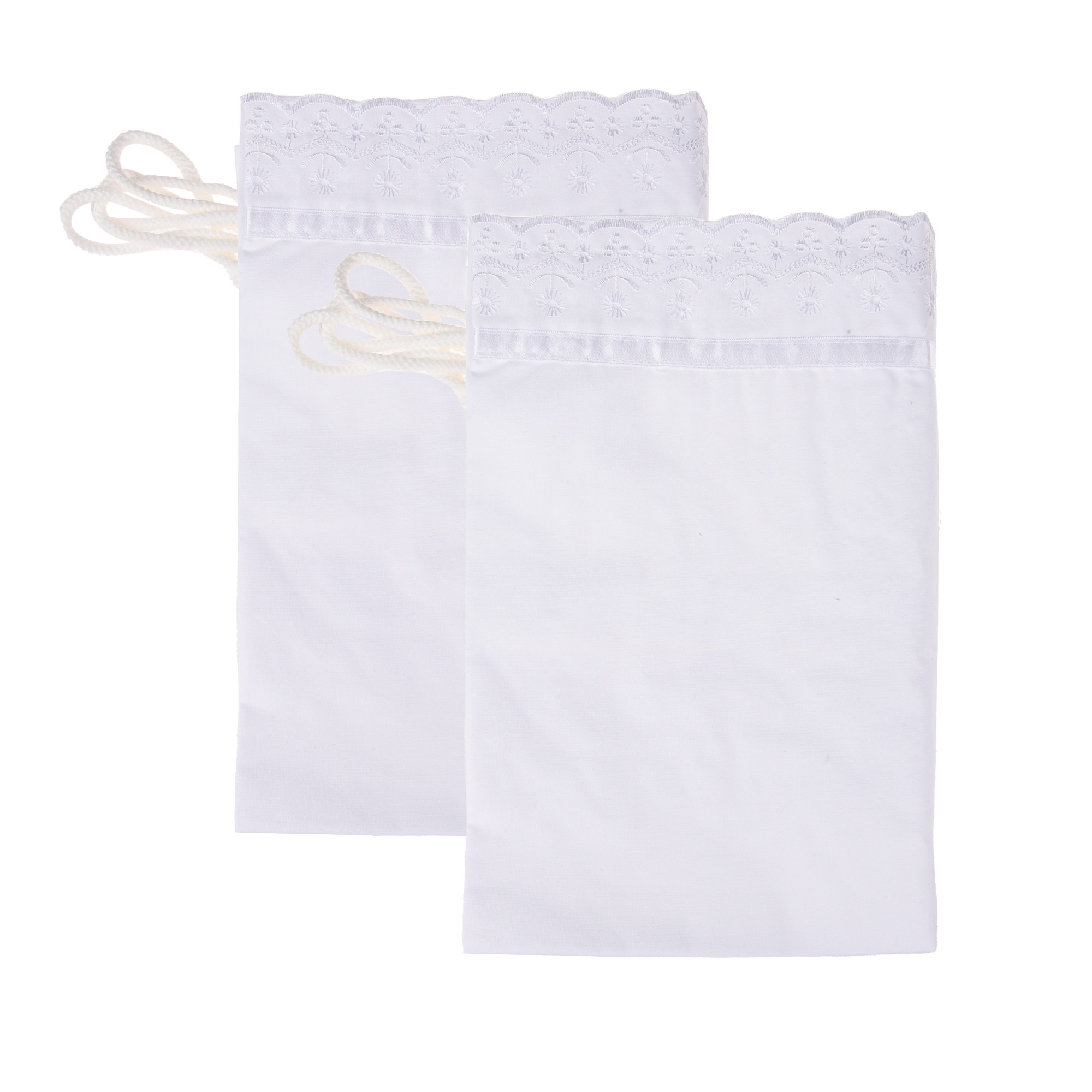 Kuber Industries Bolster Covers  Cotton Bolster Cover Set  Diwan Bolster Cover Set  Bolster Pillow Cover  Plain Lace Print Masand Cover  16x32 Inch  Pack of 2  White