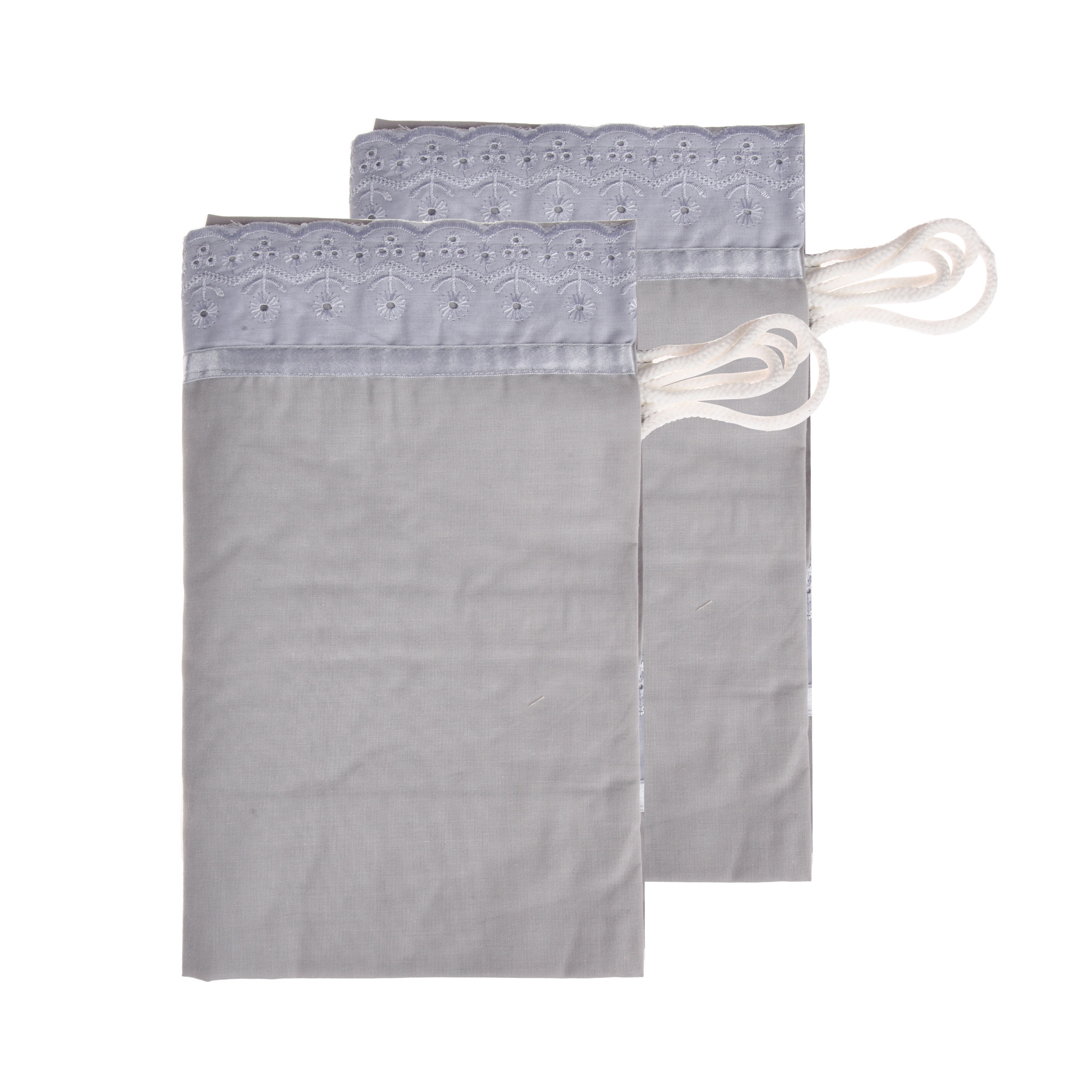 Kuber Industries Bolster Covers  Cotton Bolster Cover Set  Diwan Bolster Cover Set  Bolster Pillow Cover  Plain Lace Print Masand Cover  16x32 Inch  Pack of 2  Gray