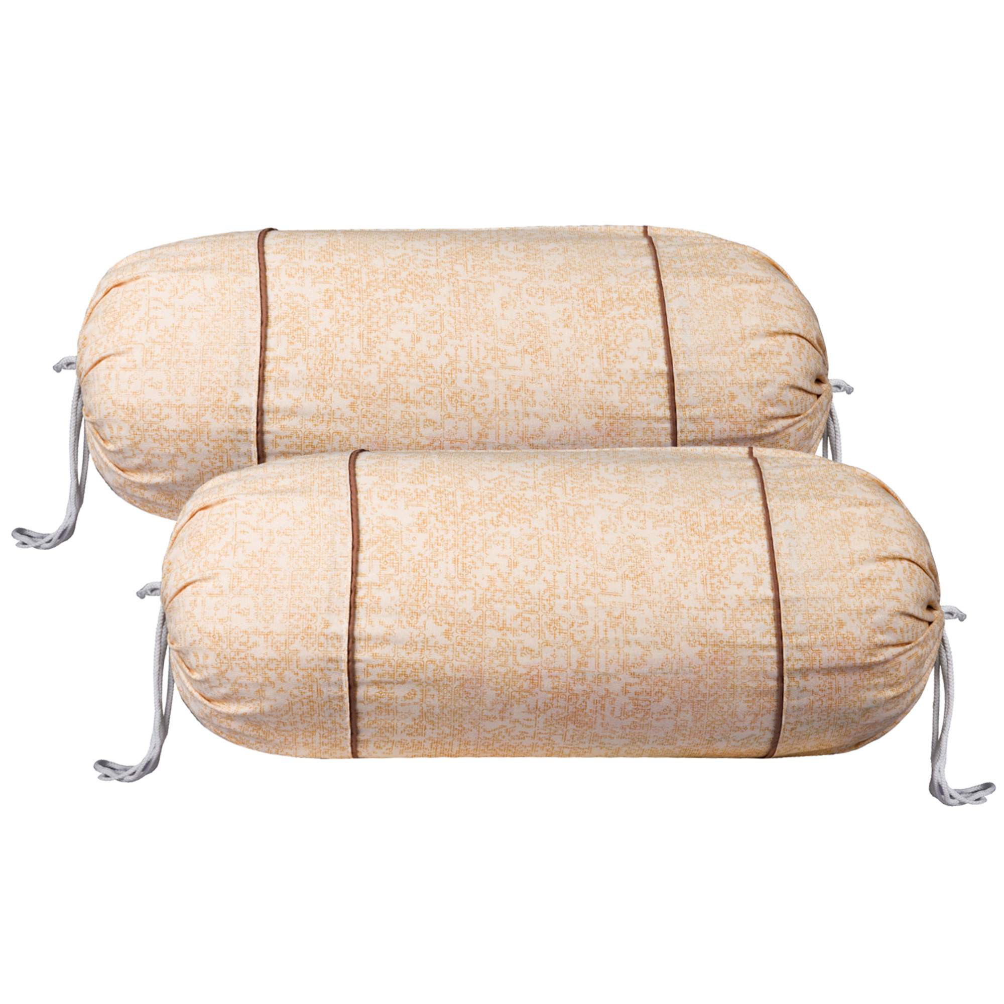 Kuber Industries Bolster Covers | Cotton Bolster Cover Set | Diwan Bolster Cover Set | Bolster Pillow Cover | Khakhi Printed Masand Cover | 16x32 Inch |Cream