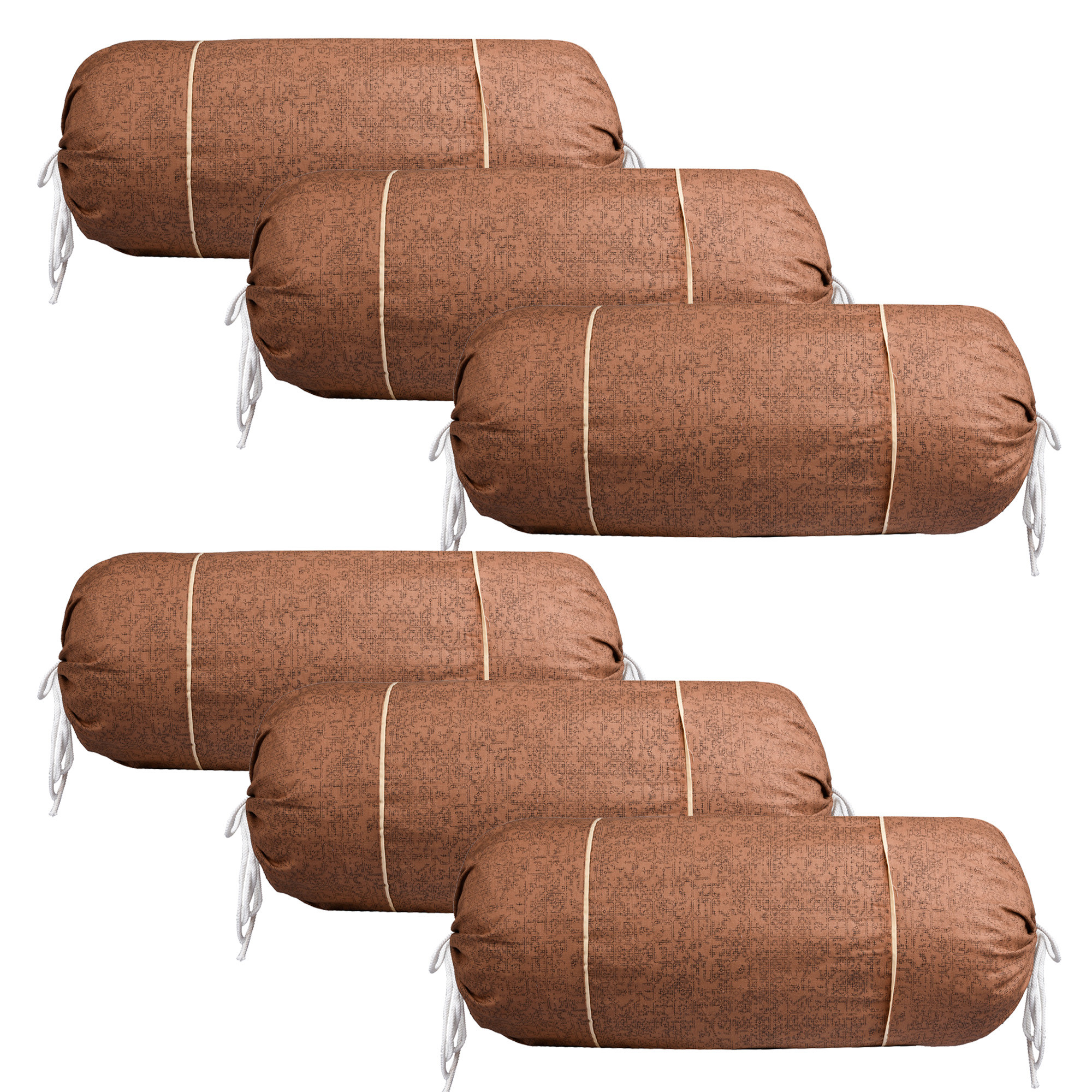 Kuber Industries Bolster Covers | Cotton Bolster Cover Set | Diwan Bolster Cover Set | Bolster Pillow Cover | Khakhi Printed Masand Cover | 16x32 Inch | Brown