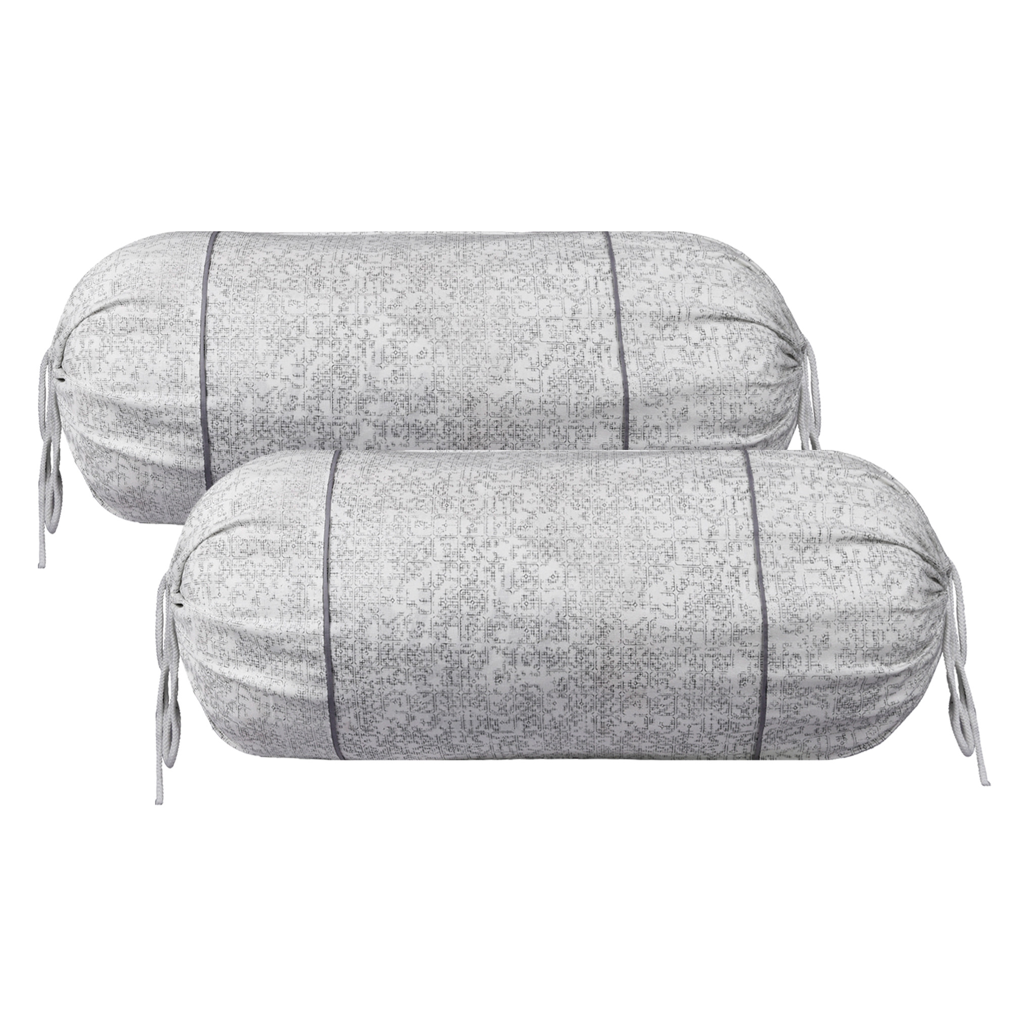 Kuber Industries Bolster Covers | Cotton Bolster Cover Set | Diwan Bolster Cover Set | Bolster Pillow Cover | Khakhi Printed Masand Cover | 16x32 Inch |White