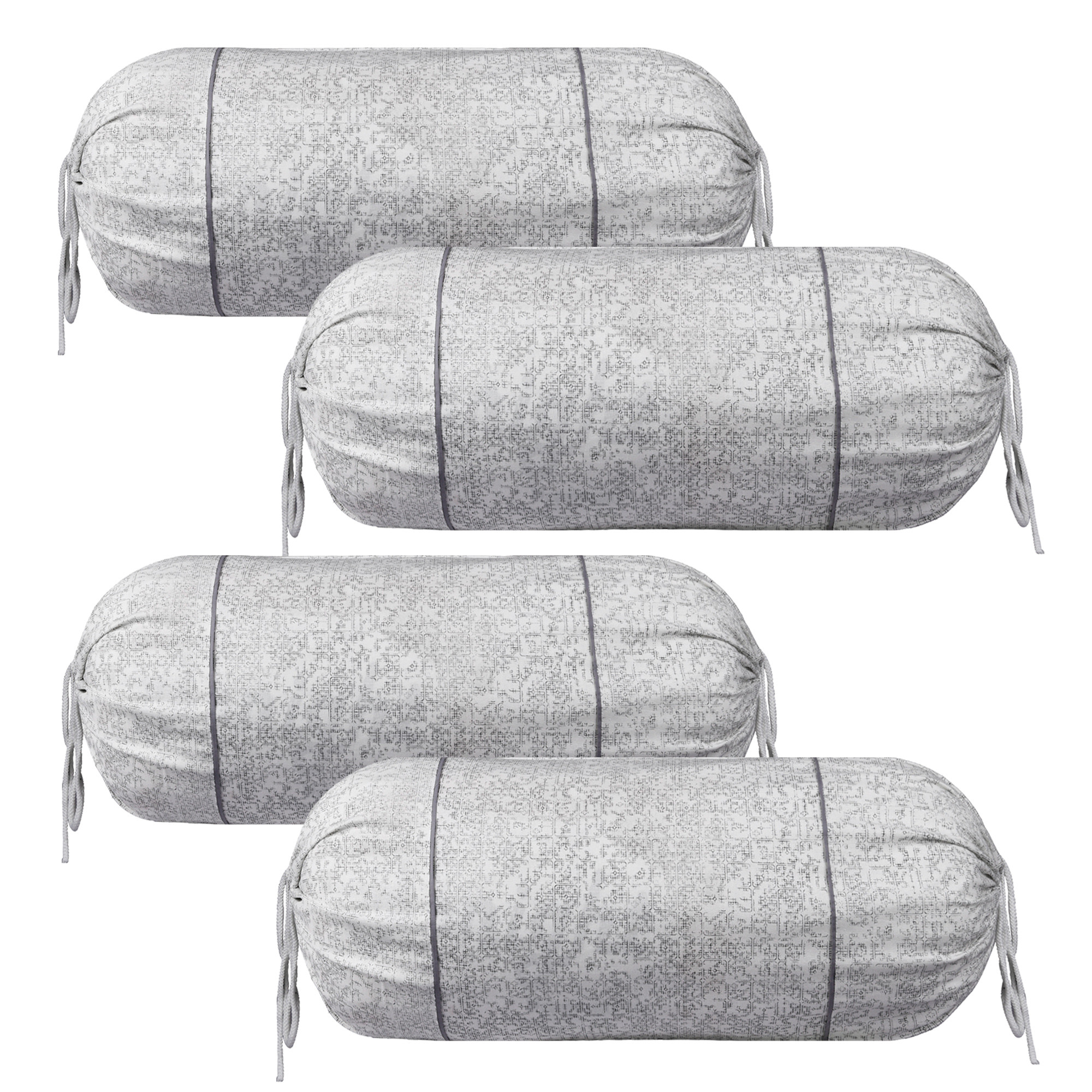 Kuber Industries Bolster Covers | Cotton Bolster Cover Set | Diwan Bolster Cover Set | Bolster Pillow Cover | Khakhi Printed Masand Cover | 16x32 Inch |White