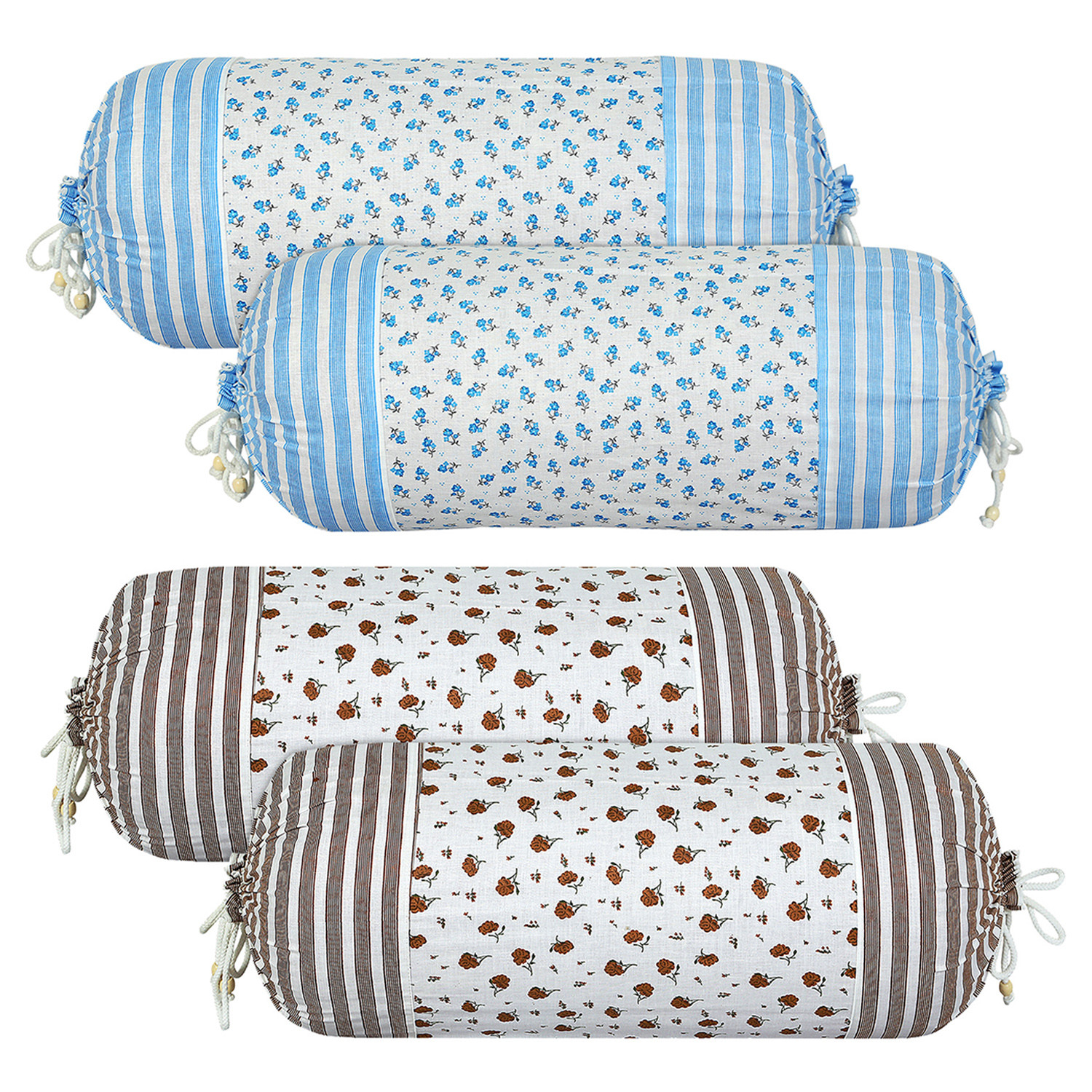Kuber Industries Bolster Covers | Cotton Bolster Cover Set | Diwan Bolster Cover Set | Bolster Pillow Cover | Flower Masand Cover | 16x32 Inch | Pack of 4 | Multi