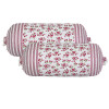 Bolster Covers | Cotton Bolster Cover Set | Diwan Bolster Cover Set | Bolster Pillow Cover | Pink Flower Masand Cover | 16x32 Inch | Pack of 2 | White
