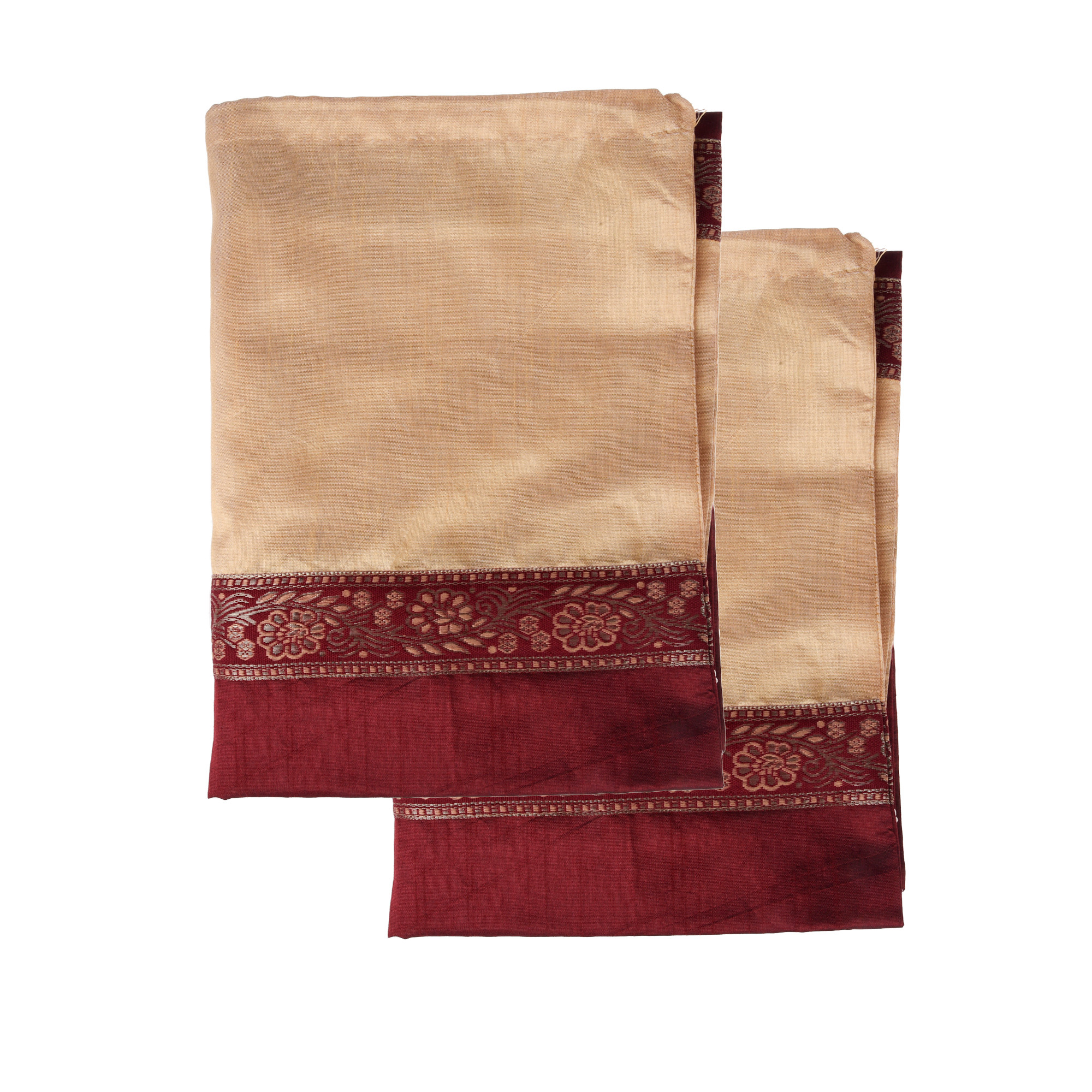 Kuber Industries Bolster Covers | Dupion Polyester Bolster Cover Set | Diwan Bolster Cover Set | Bolster Pillow Cover | Lace Design Masand Cover | 16x32 Inch | Pack of 2 | Maroon