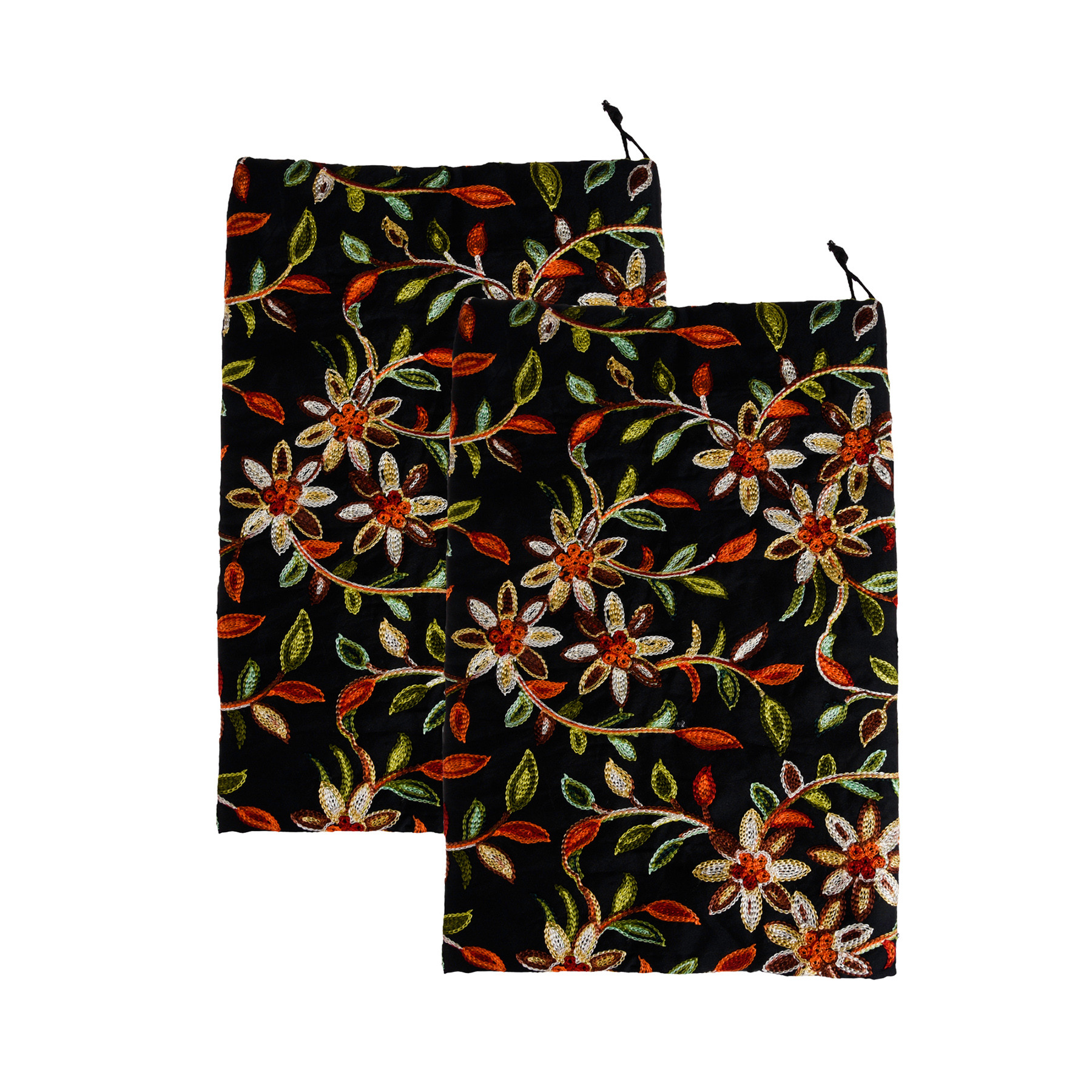 Kuber Industries Bolster Covers  Polyester Bolster Cover Set  Diwan Bolster Cover Set  Bolster Pillow Cover  Embroidery Design Masand Cover  16x32 Inch  Pack of 2  Black