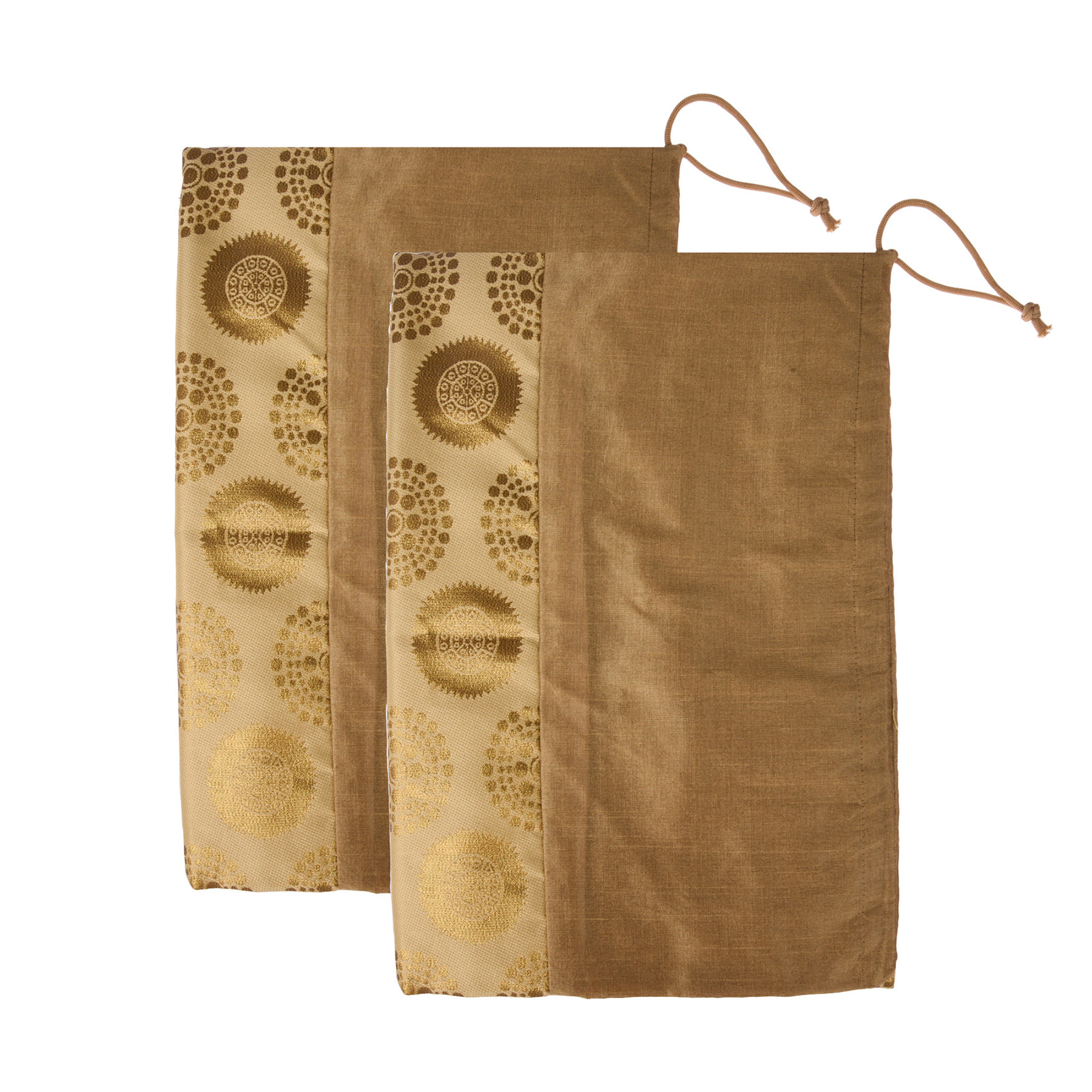 Kuber Industries Bolster Covers  Polyester Bolster Cover Set  Diwan Bolster Cover Set  Bolster Pillow Cover  Banarasi Gola Masand Cover  16x32 Inch  Pack of 2  Golden