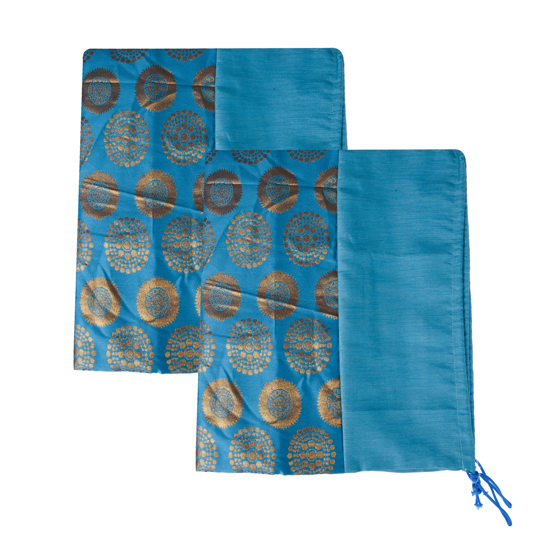 Kuber Industries Bolster Covers  Polyester Bolster Cover Set  Diwan Bolster Cover Set  Bolster Pillow Cover  Banarasi Gola Masand Cover  16x32 Inch  Pack of 2  Firozi