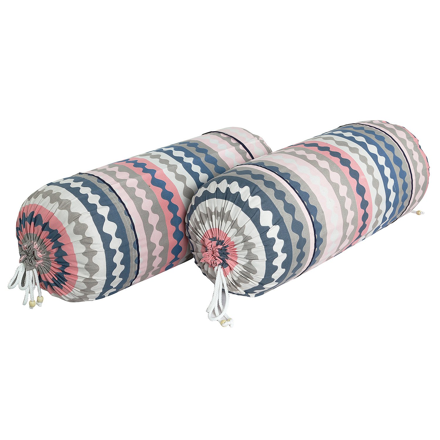 Kuber Industries Bolster Covers | Soft Cotton Bolster Cover Set | Diwan Round Bolster Pillow Covers |  Zig Zag Design Roll Masand Cover | 16x32 Inch |  Multicolor