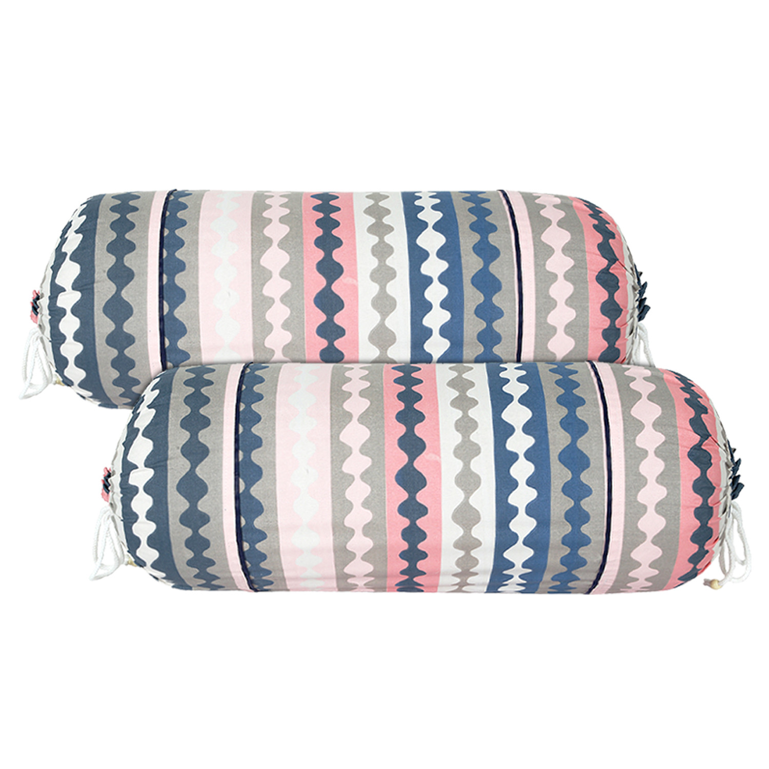 Kuber Industries Bolster Covers | Soft Cotton Bolster Cover Set | Diwan Round Bolster Pillow Covers |  Zig Zag Design Roll Masand Cover | 16x32 Inch |  Multicolor