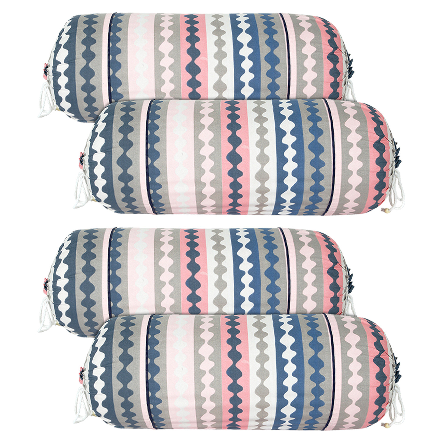 Kuber Industries Bolster Covers | Soft Cotton Bolster Cover Set | Diwan Round Bolster Pillow Covers |  Zig Zag Design Roll Masand Cover | 16x32 Inch |  Multicolor