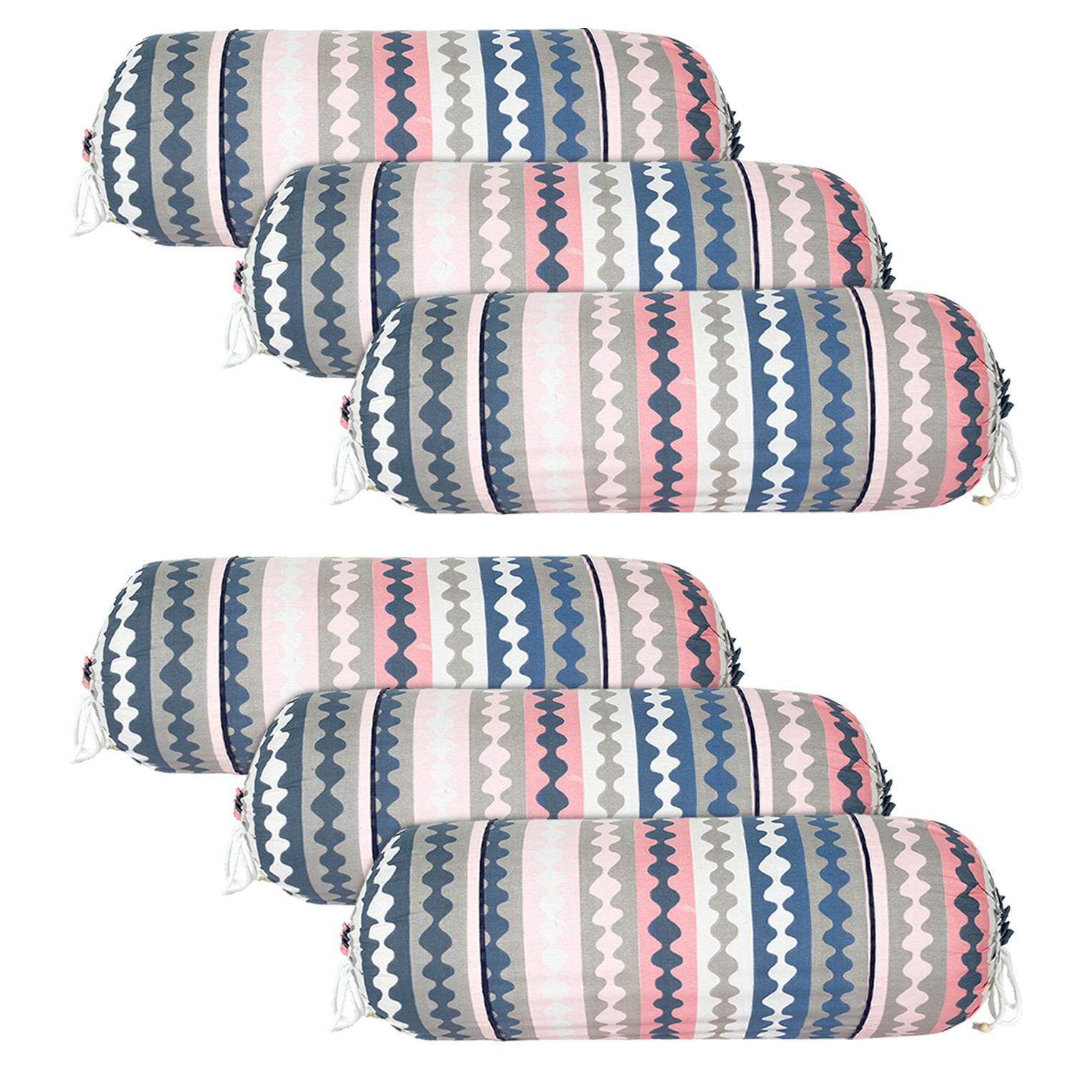 Kuber Industries Bolster Covers | Soft Cotton Bolster Cover Set | Diwan Round Bolster Pillow Covers |  Zig Zag Design Roll Masand Cover | 16x32 Inch |  Multicolor