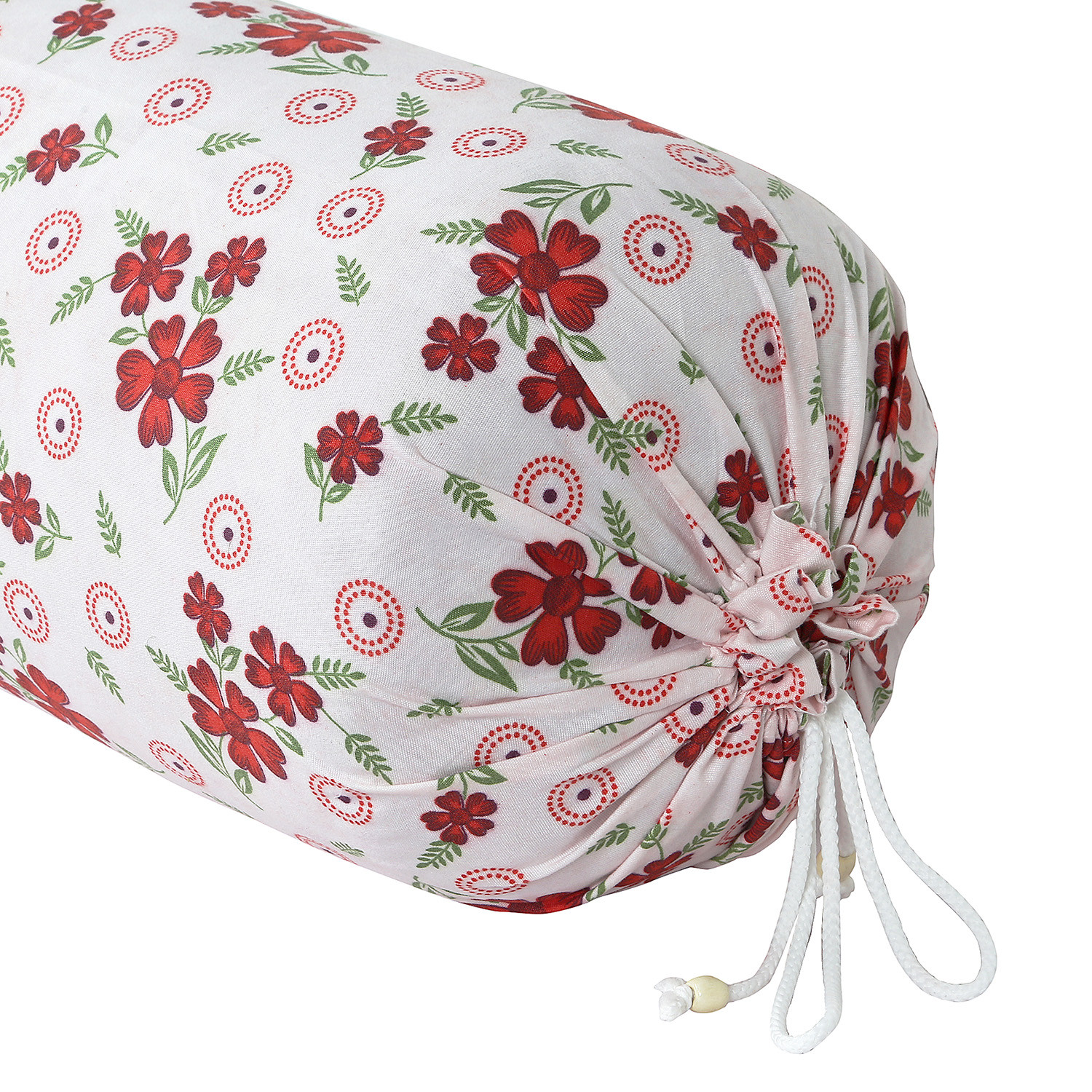 Kuber Industries Bolster Covers | Soft Cotton Bolster Cover Set | Diwan Round Bolster Pillow Covers |  Maroon Flower Print Roll Masand Cover | 16x32 Inch |Pink