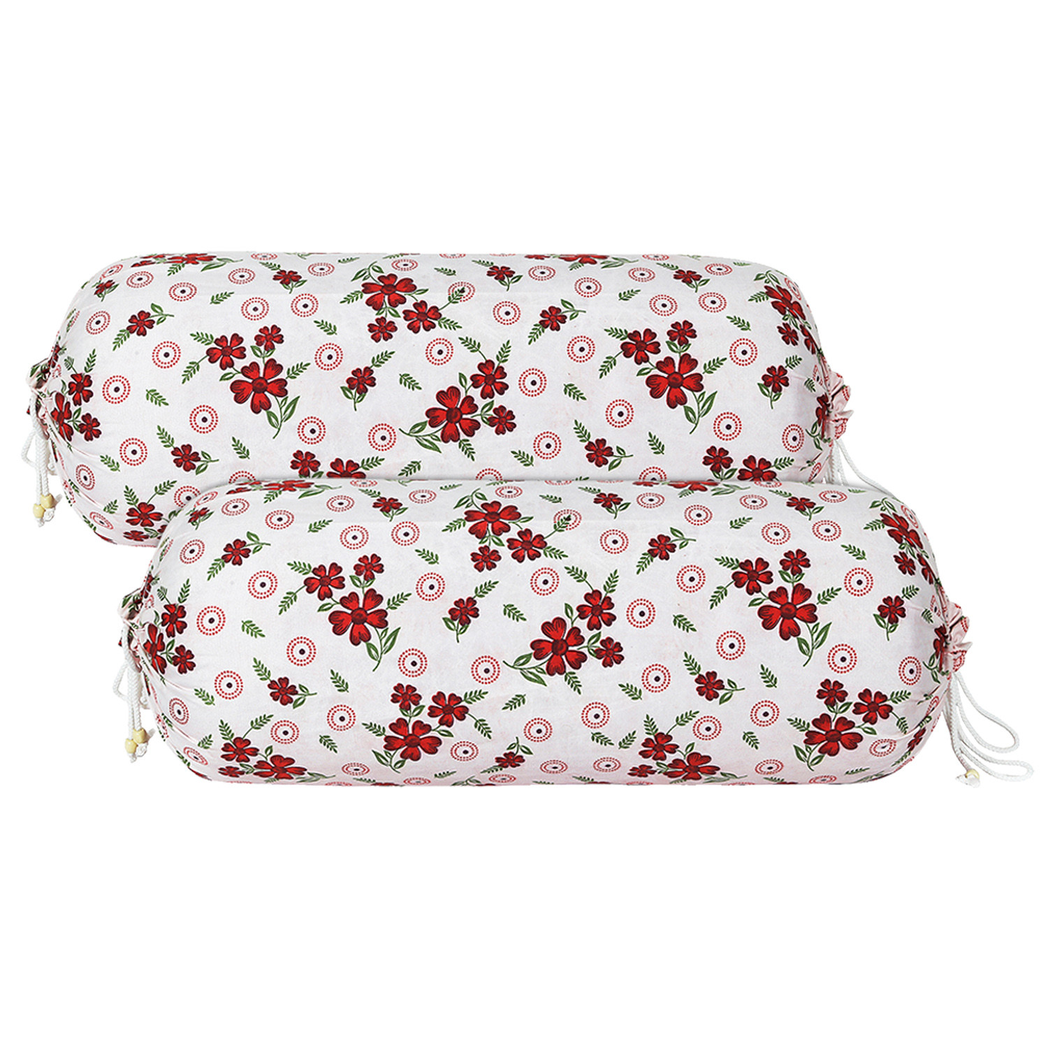 Kuber Industries Bolster Covers | Soft Cotton Bolster Cover Set | Diwan Round Bolster Pillow Covers |  Maroon Flower Print Roll Masand Cover | 16x32 Inch |Pink