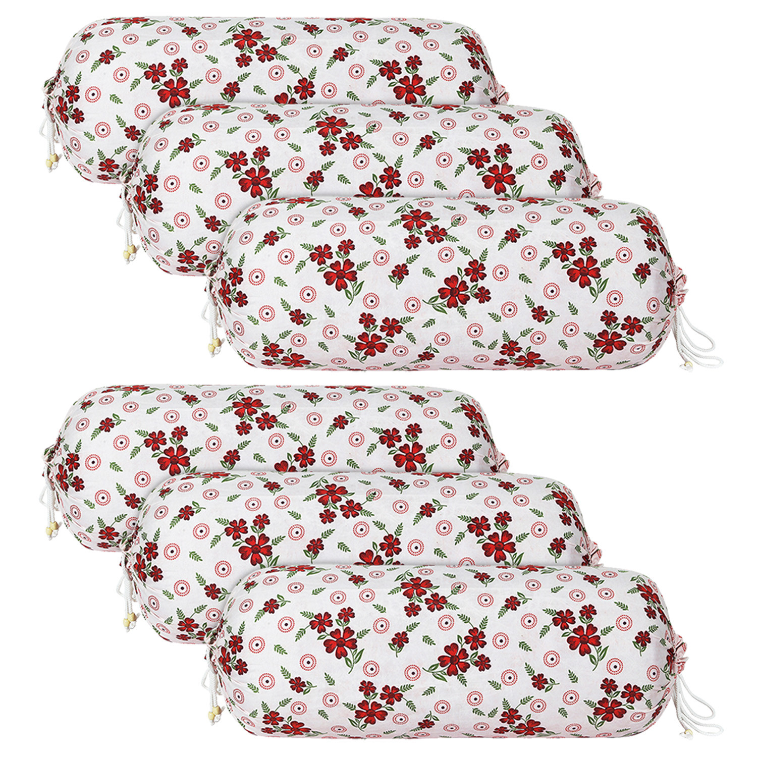 Kuber Industries Bolster Covers | Soft Cotton Bolster Cover Set | Diwan Round Bolster Pillow Covers |  Maroon Flower Print Roll Masand Cover | 16x32 Inch |Pink