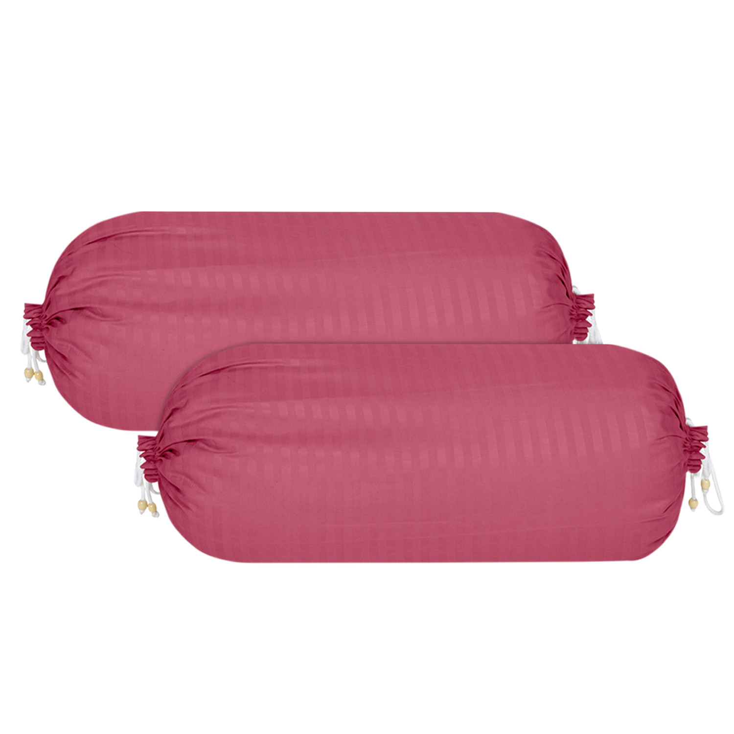 Kuber Industries Bolster Covers  Soft Cotton Bolster Cover Set  Diwan Round Bolster Pillow Covers  Striped Pattern Masand Cover  16x32 Inch  Pack of 2  Pink