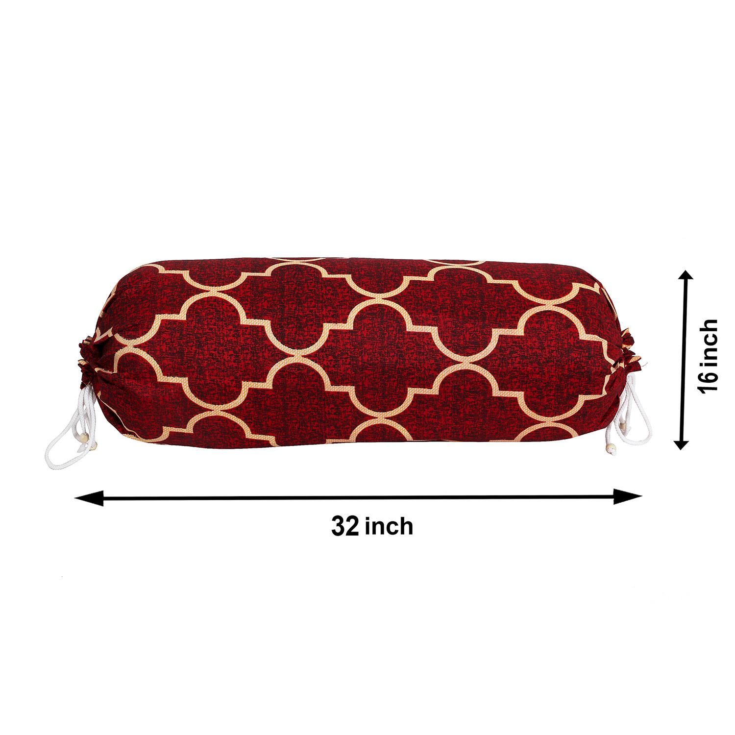 Kuber Industries Bolster Cover|Soft Cotton Bolster Cover Set|Diwan Round Bolster Pillow Covers|Luxurious Lattice Print Roll Masand Cover|16x32 Inch (Red)