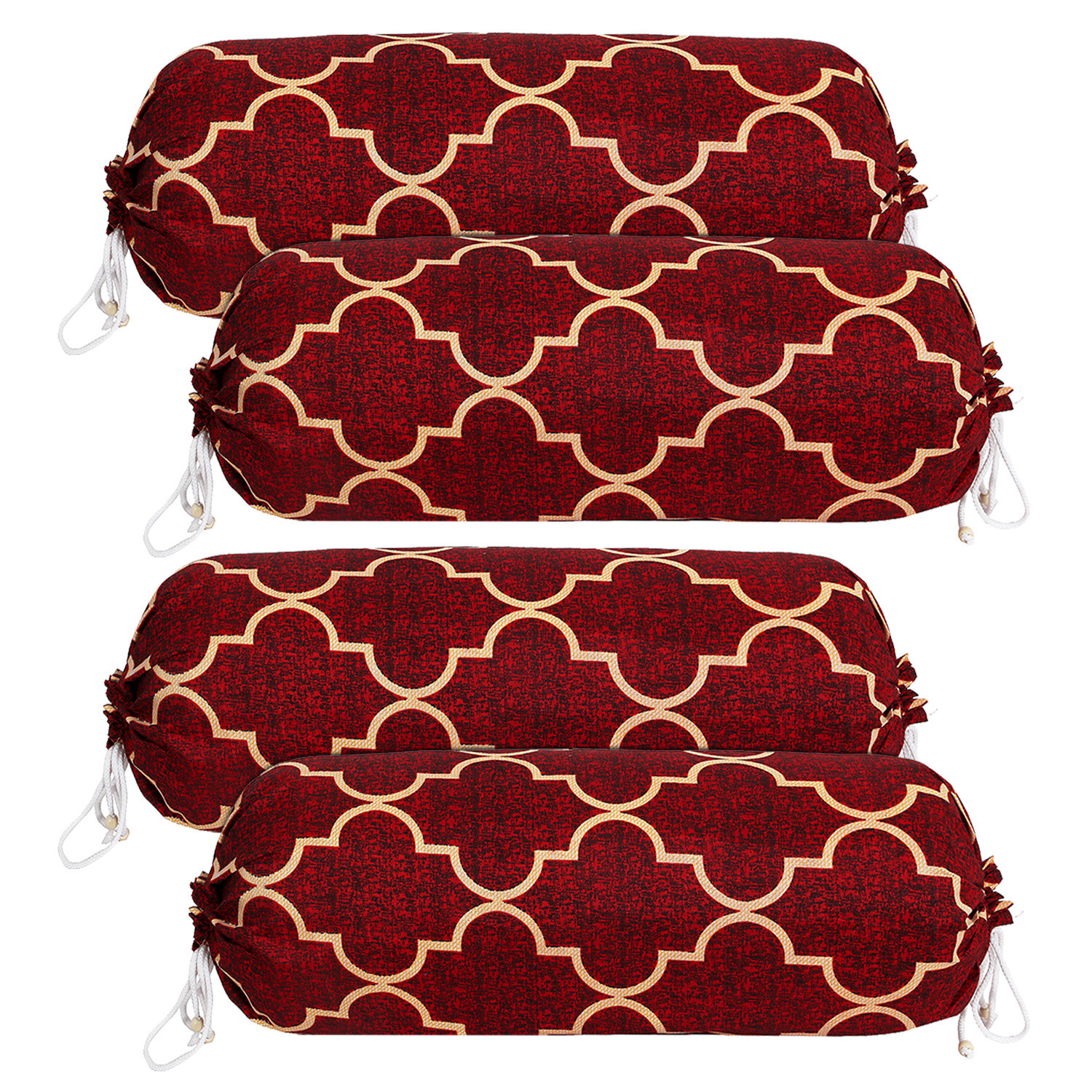 Kuber Industries Bolster Cover|Soft Cotton Bolster Cover Set|Diwan Round Bolster Pillow Covers|Luxurious Lattice Print Roll Masand Cover|16x32 Inch (Red)