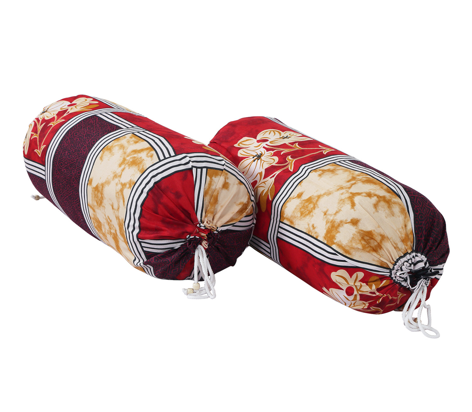 Kuber Industries Bolster Cover|Soft Cotton Bolster Cover Set|Diwan Round Bolster Pillow Covers|Luxurious Floral Print Roll Masand Cover|16x32 Inch (Multi)
