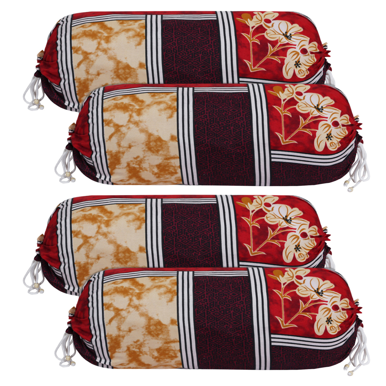 Kuber Industries Bolster Cover|Soft Cotton Bolster Cover Set|Diwan Round Bolster Pillow Covers|Luxurious Floral Print Roll Masand Cover|16x32 Inch (Multi)