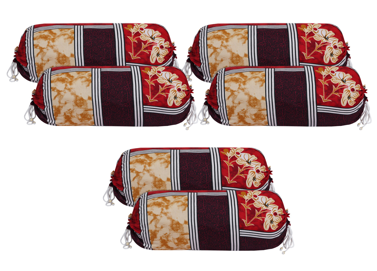 Kuber Industries Bolster Cover|Soft Cotton Bolster Cover Set|Diwan Round Bolster Pillow Covers|Luxurious Floral Print Roll Masand Cover|16x32 Inch (Multi)
