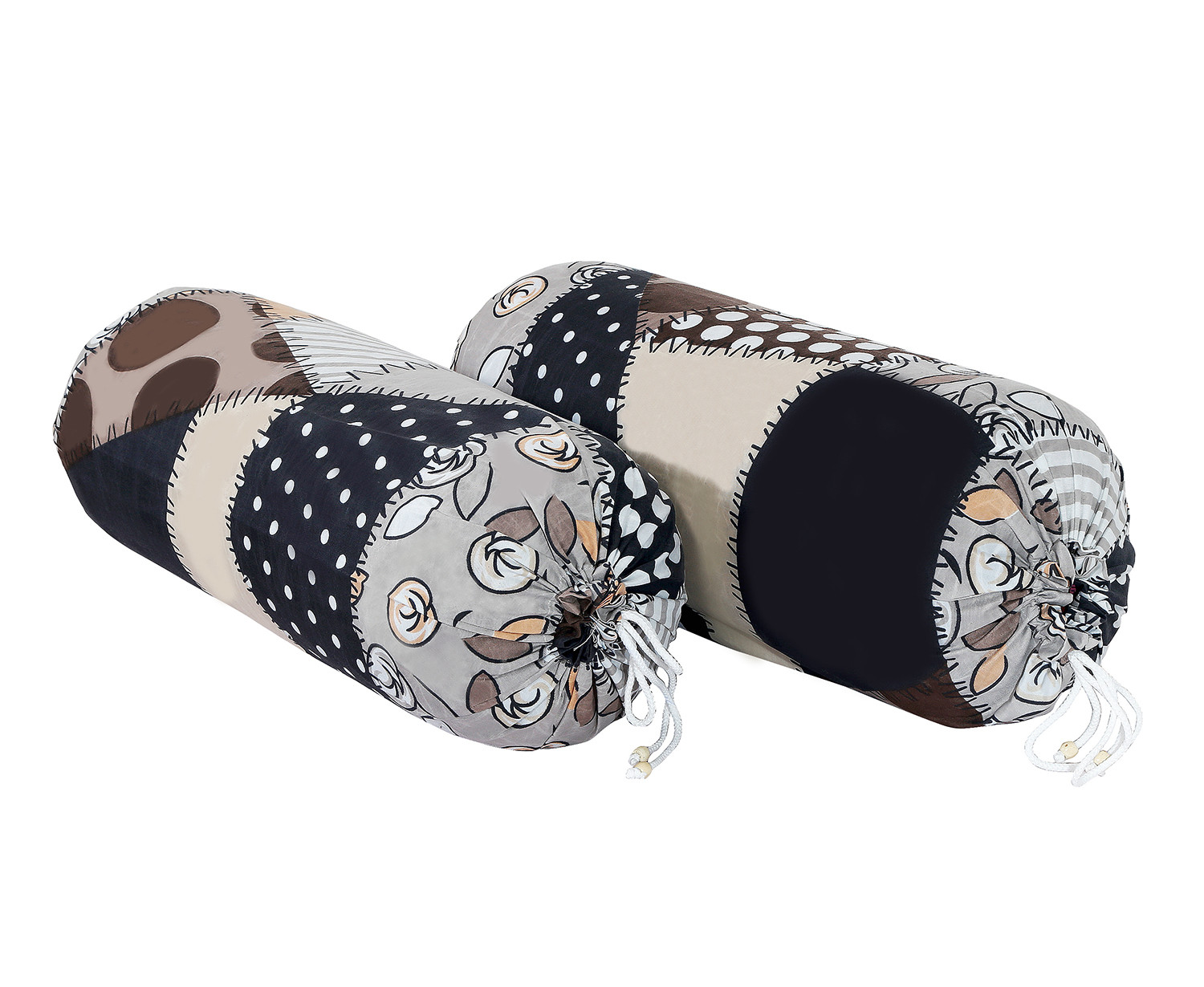 Kuber Industries Bolster Cover|Soft Cotton Bolster Cover Set|Diwan Round Bolster Pillow Covers|Luxurious Circle Print Roll Masand Cover|16x32 Inch (Gray)