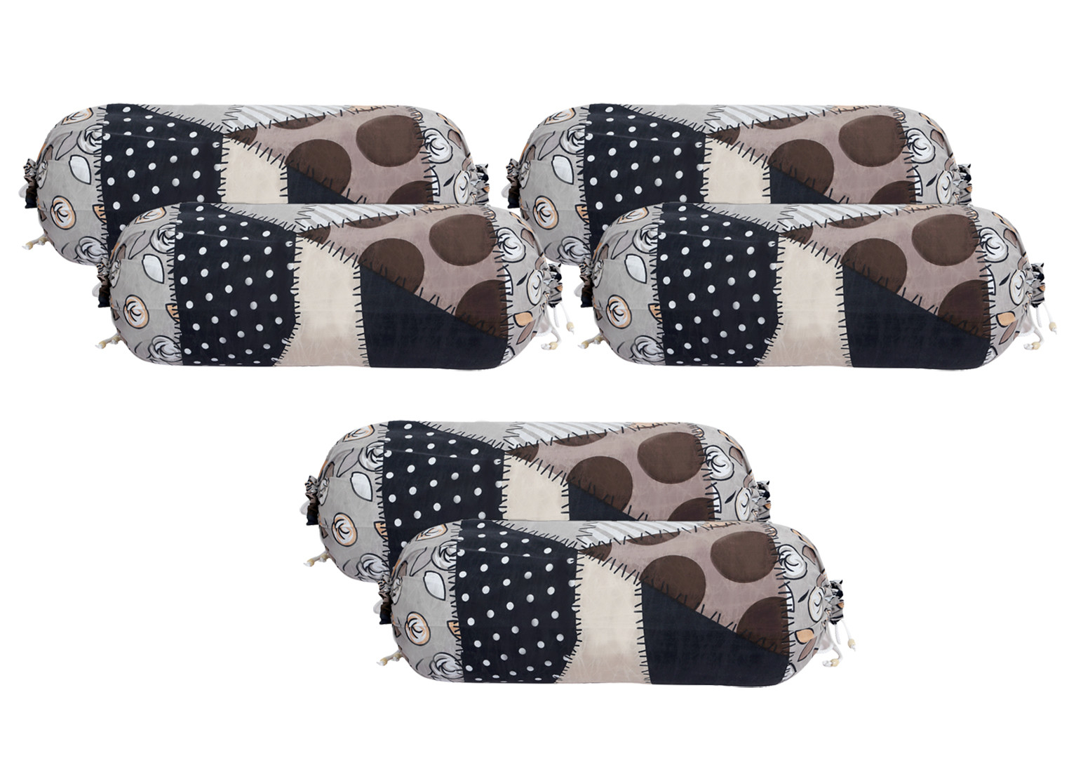 Kuber Industries Bolster Cover|Soft Cotton Bolster Cover Set|Diwan Round Bolster Pillow Covers|Luxurious Circle Print Roll Masand Cover|16x32 Inch (Gray)