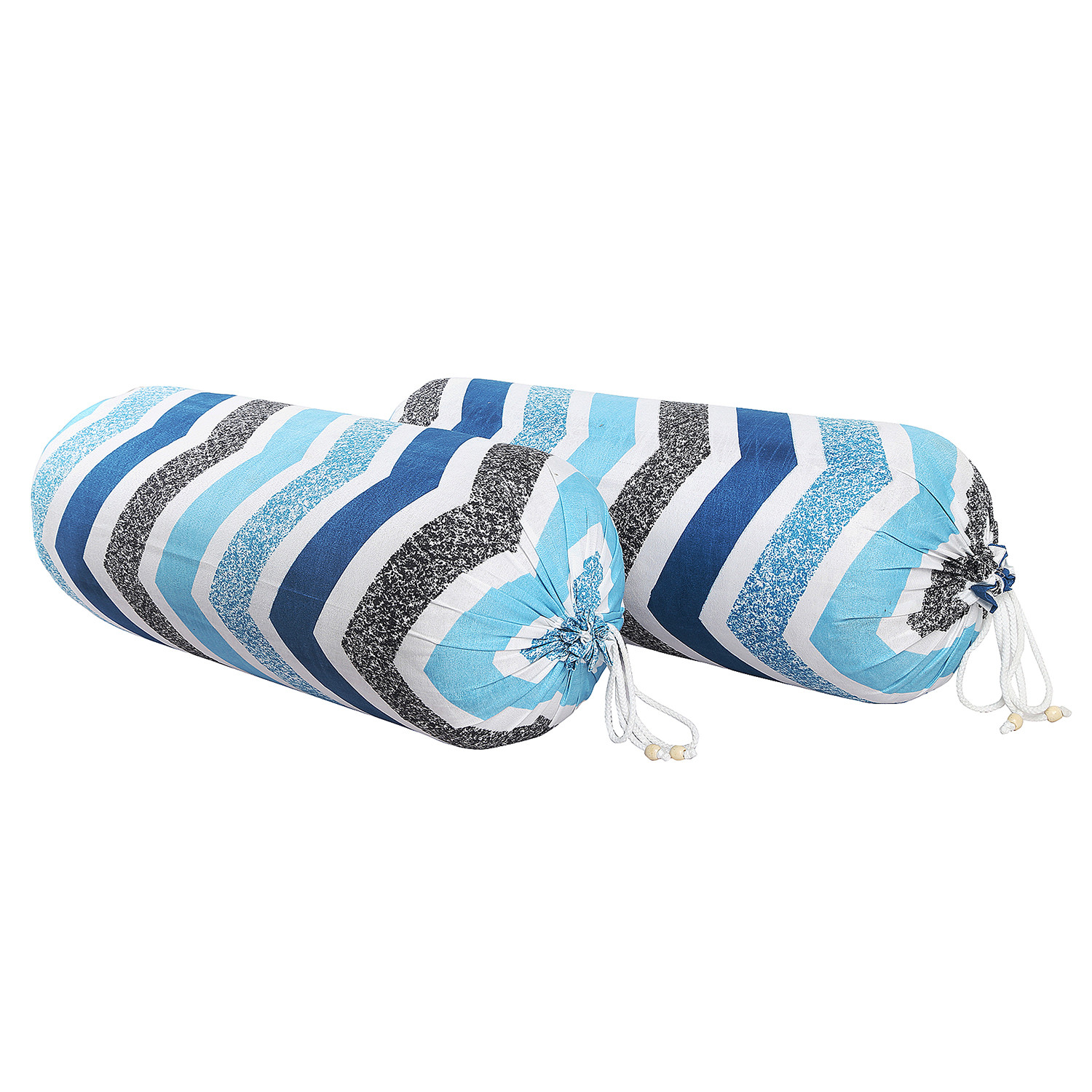 Kuber Industries Bolster Cover|Soft Cotton Bolster Cover Set|Diwan Round Bolster Pillow Covers|Luxurious Zig Zag Print Roll Masand Cover|16x32 Inch(Multi)