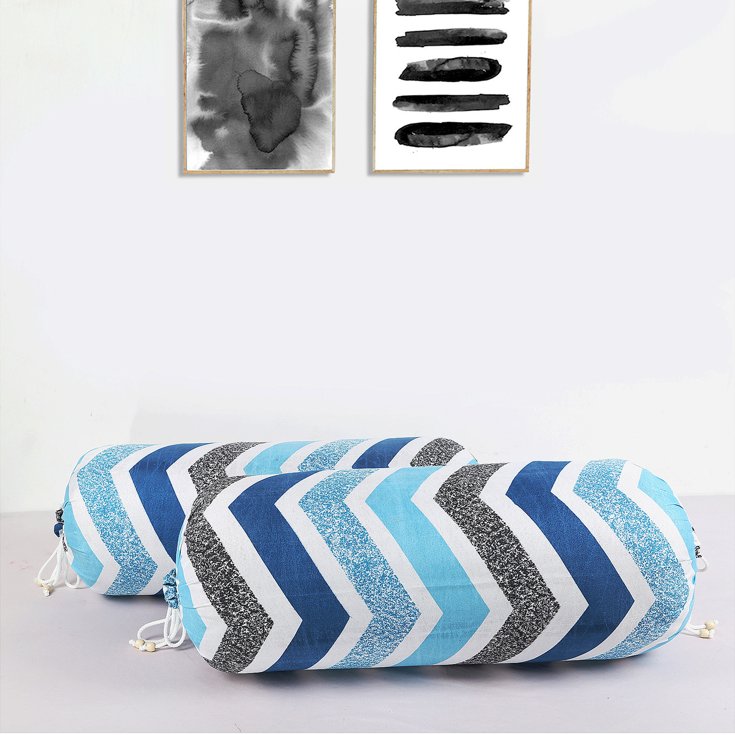 Kuber Industries Bolster Cover|Soft Cotton Bolster Cover Set|Diwan Round Bolster Pillow Covers|Luxurious Zig Zag Print Roll Masand Cover|16x32 Inch(Multi)