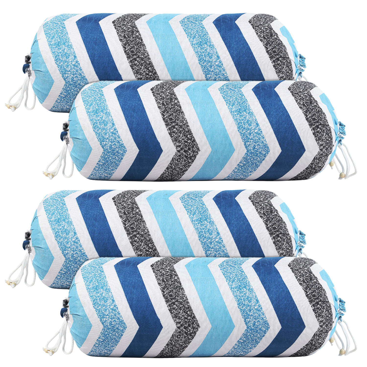 Kuber Industries Bolster Cover|Soft Cotton Bolster Cover Set|Diwan Round Bolster Pillow Covers|Luxurious Zig Zag Print Roll Masand Cover|16x32 Inch(Multi)