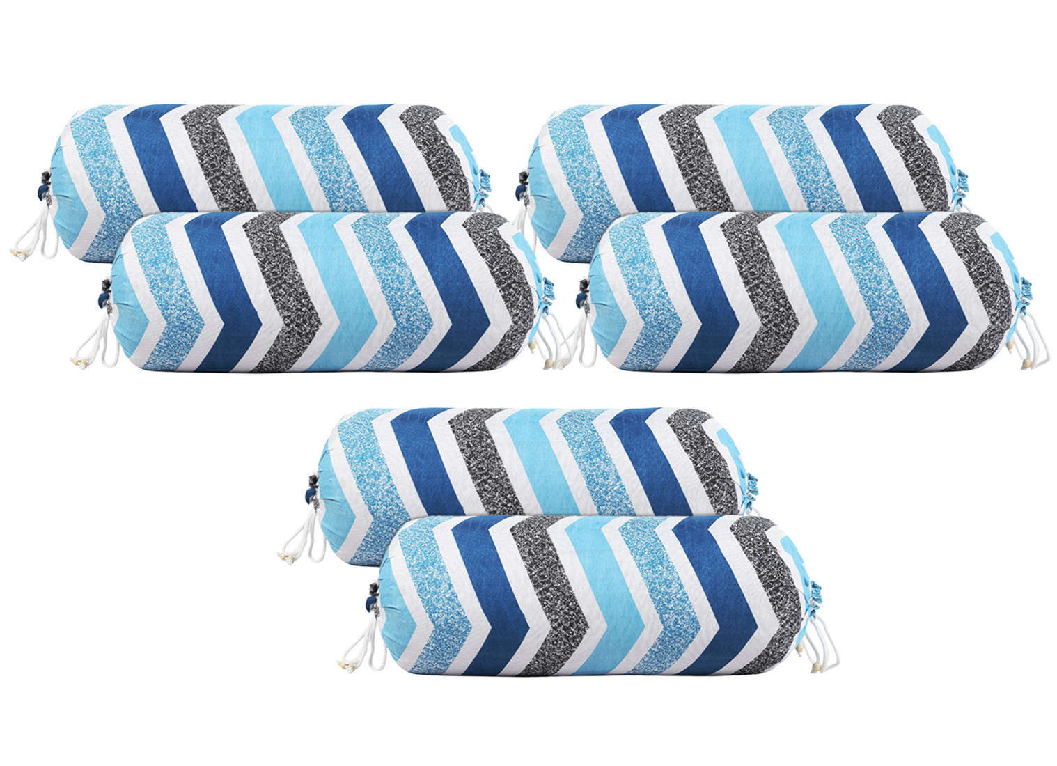 Kuber Industries Bolster Cover|Soft Cotton Bolster Cover Set|Diwan Round Bolster Pillow Covers|Luxurious Zig Zag Print Roll Masand Cover|16x32 Inch(Multi)