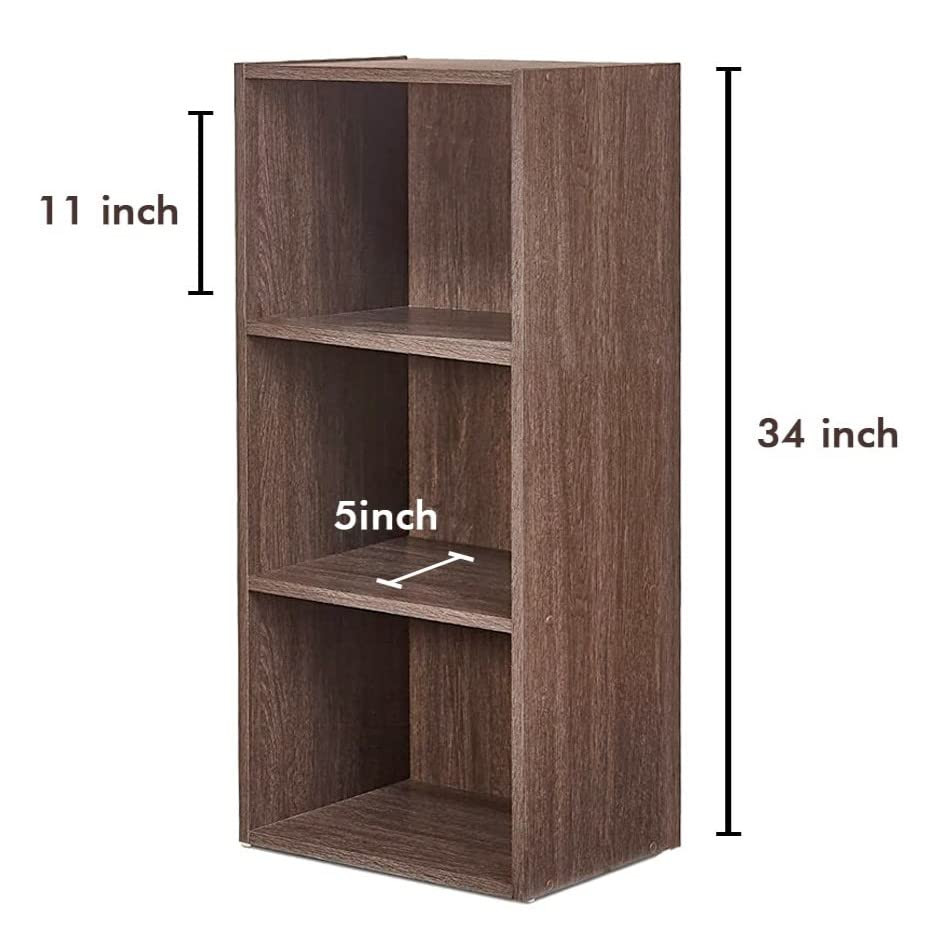 Kuber Industries Book Shelf | 3 Tier Engineered Wood Storage Shelfs | Wooden 3 Shelves Home Decor Showcase Cabinets | Storage Racks for Kitchen/Living/Study Room| 34 x 11 x 5