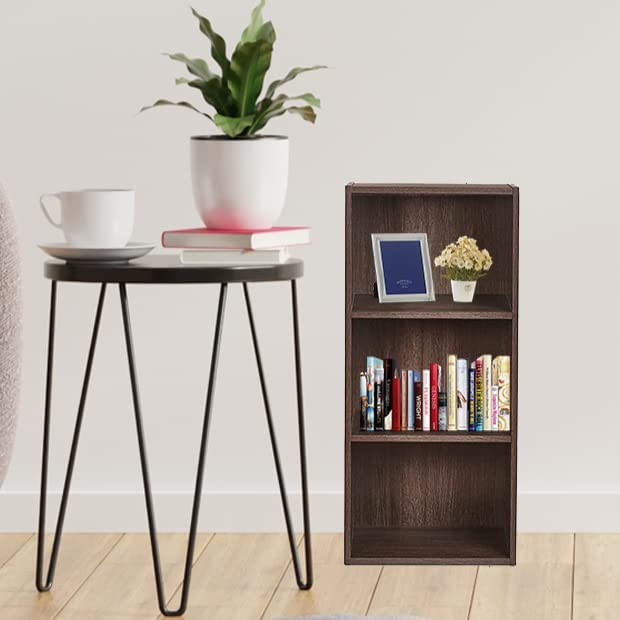 Kuber Industries Book Shelf | 3 Tier Engineered Wood Storage Shelfs | Wooden 3 Shelves Home Decor Showcase Cabinets | Storage Racks for Kitchen/Living/Study Room| 34 x 11 x 5