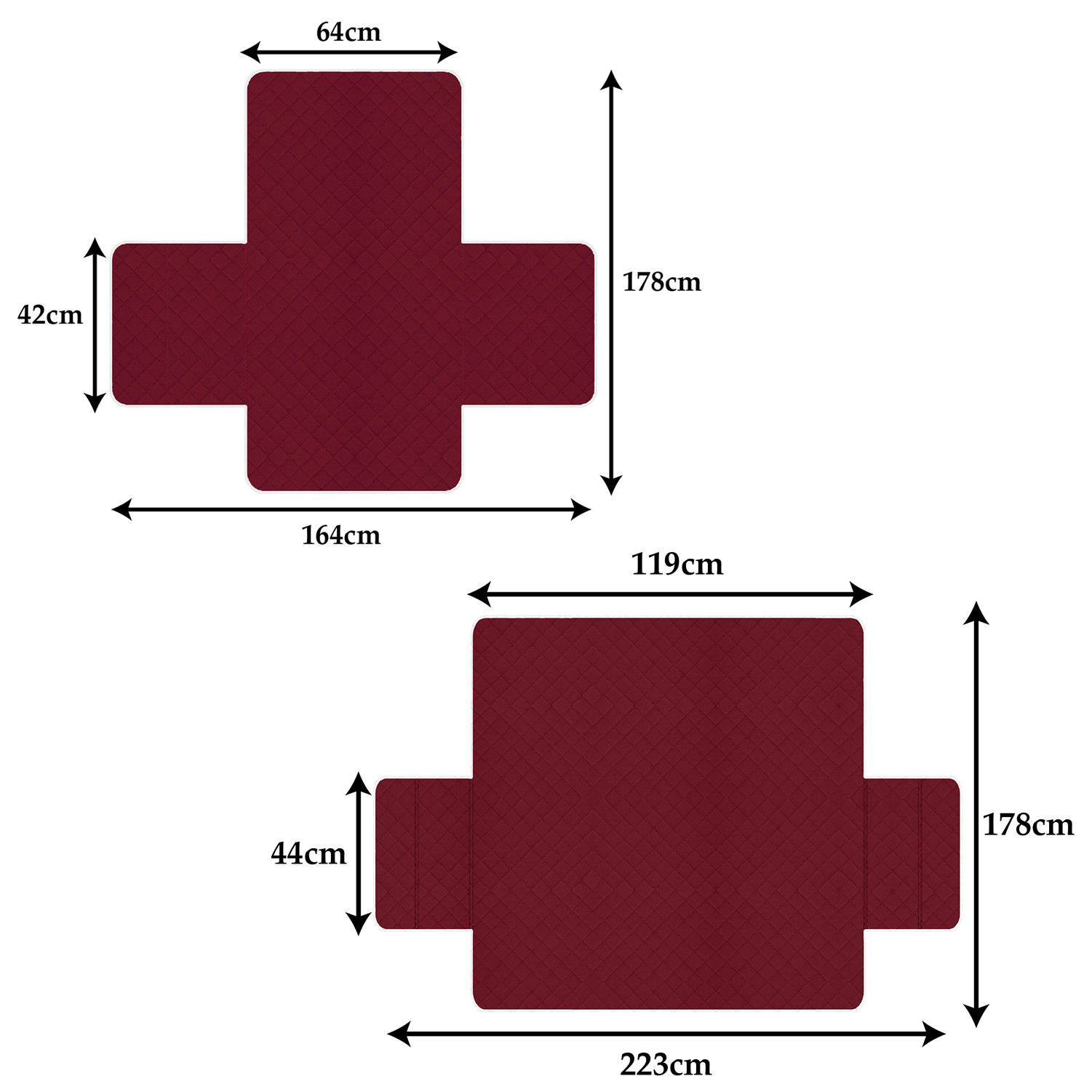Kuber Industries Both Sided 2+1 Seater Sofa Cover|Polyester Check Design Couch Cover|Non-Slip Stretchy Sofa Slipcovers (Maroon & Gray)