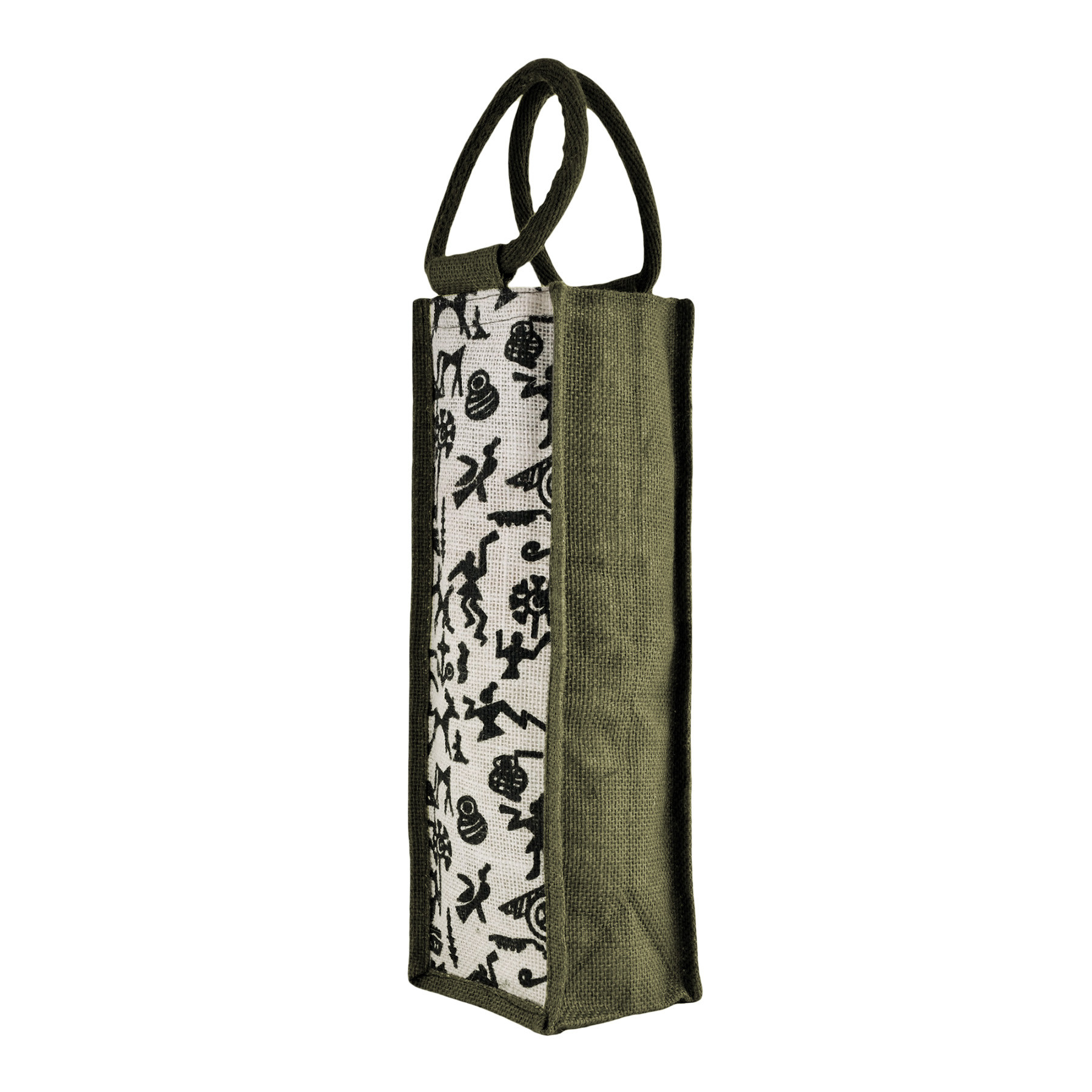 Kuber Industries Bottle Bag | Jute Carry Bag | Water Bottle Cover | Wine Bottle Bag | Reusable Bottle Bag with Handle | Bottle Bag for Office | Warli-Print Gift Bag | Pack of 3 | Multi