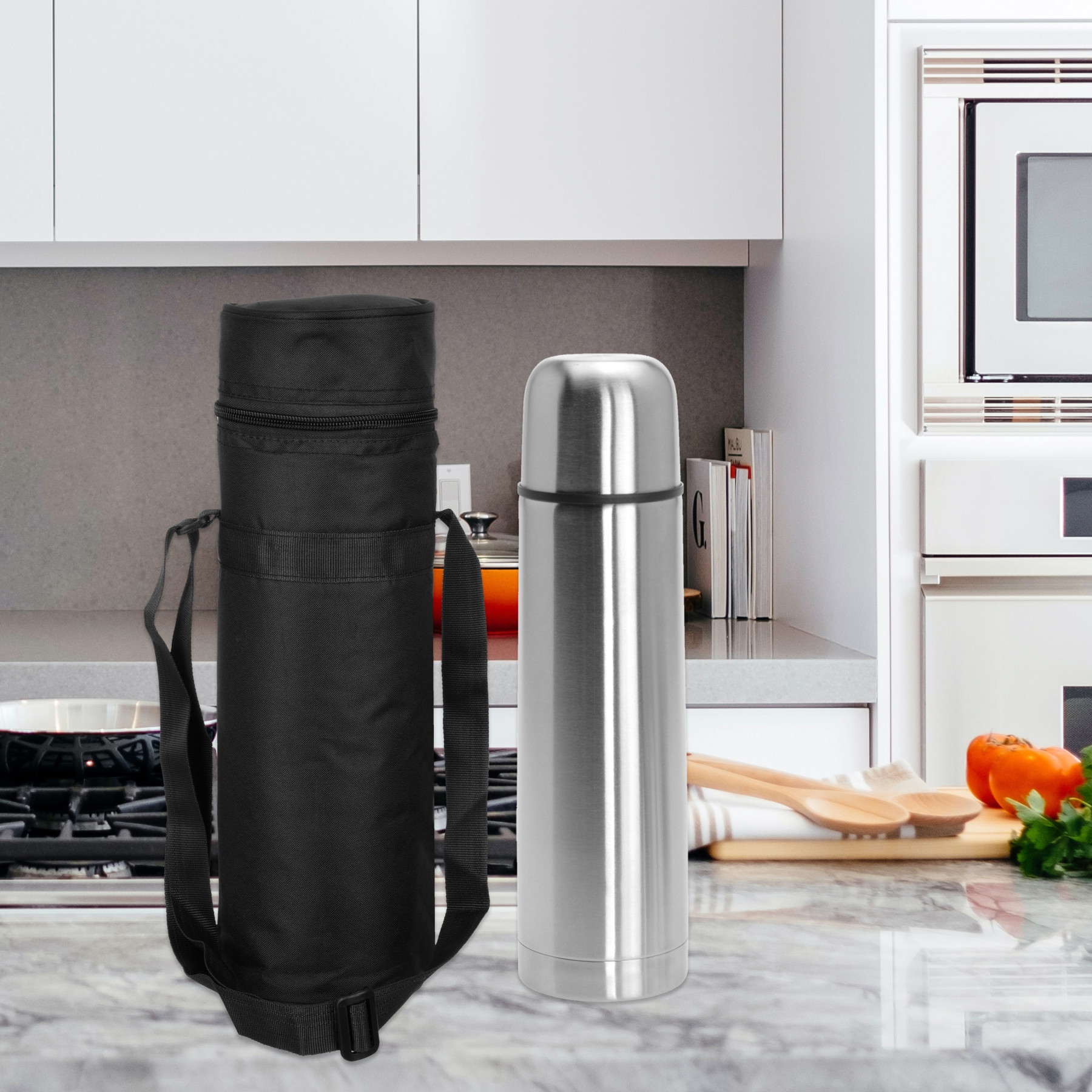 Kuber Industries Bottle Bag  Travel Water Bottle Bag  Bottle Protector Bag  Water Bottle Carrier Bag  Bottle Carry Bag  Adjustable Strap  Zipper Closure  1 LTR  Black