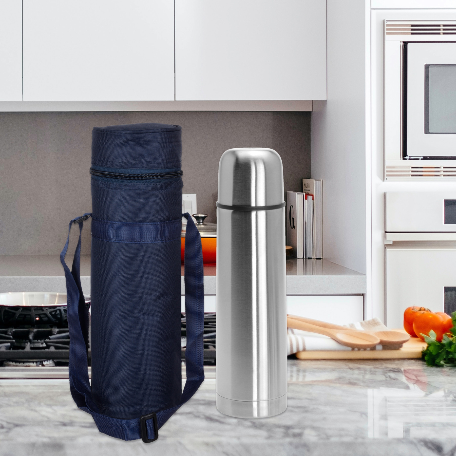 Kuber Industries Bottle Bag  Travel Water Bottle Bag  Bottle Protector Bag  Water Bottle Carrier Bag  Bottle Carry Bag  Adjustable Strap  Zipper Closure  1 LTR  Blue