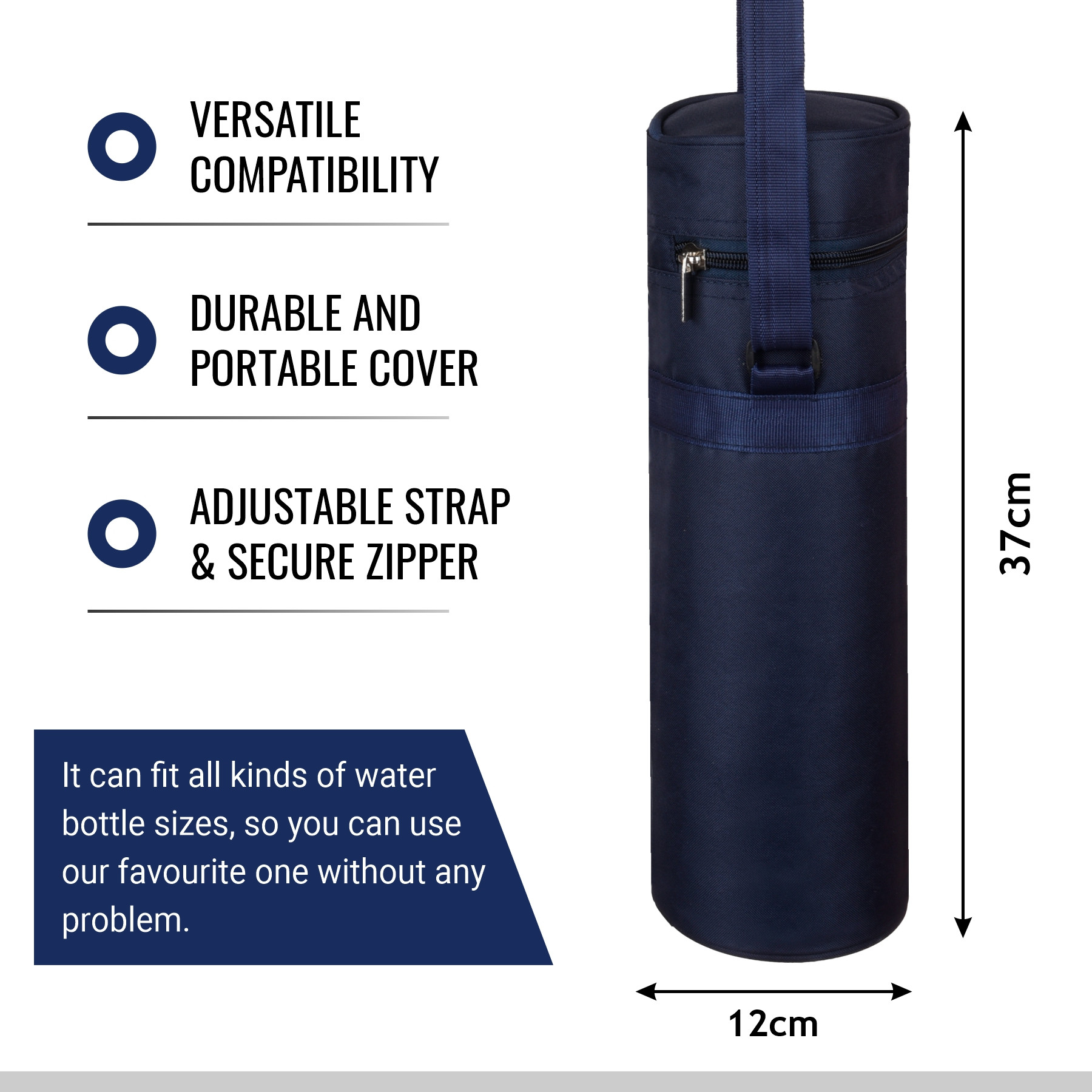 Kuber Industries Bottle Bag | Travel Water Bottle Bag | Bottle Protector Bag | Water Bottle Carrier Bag | Bottle Carry Bag | Adjustable Strap & Zipper Closure | 1 LTR | Pack of 2 | Multi