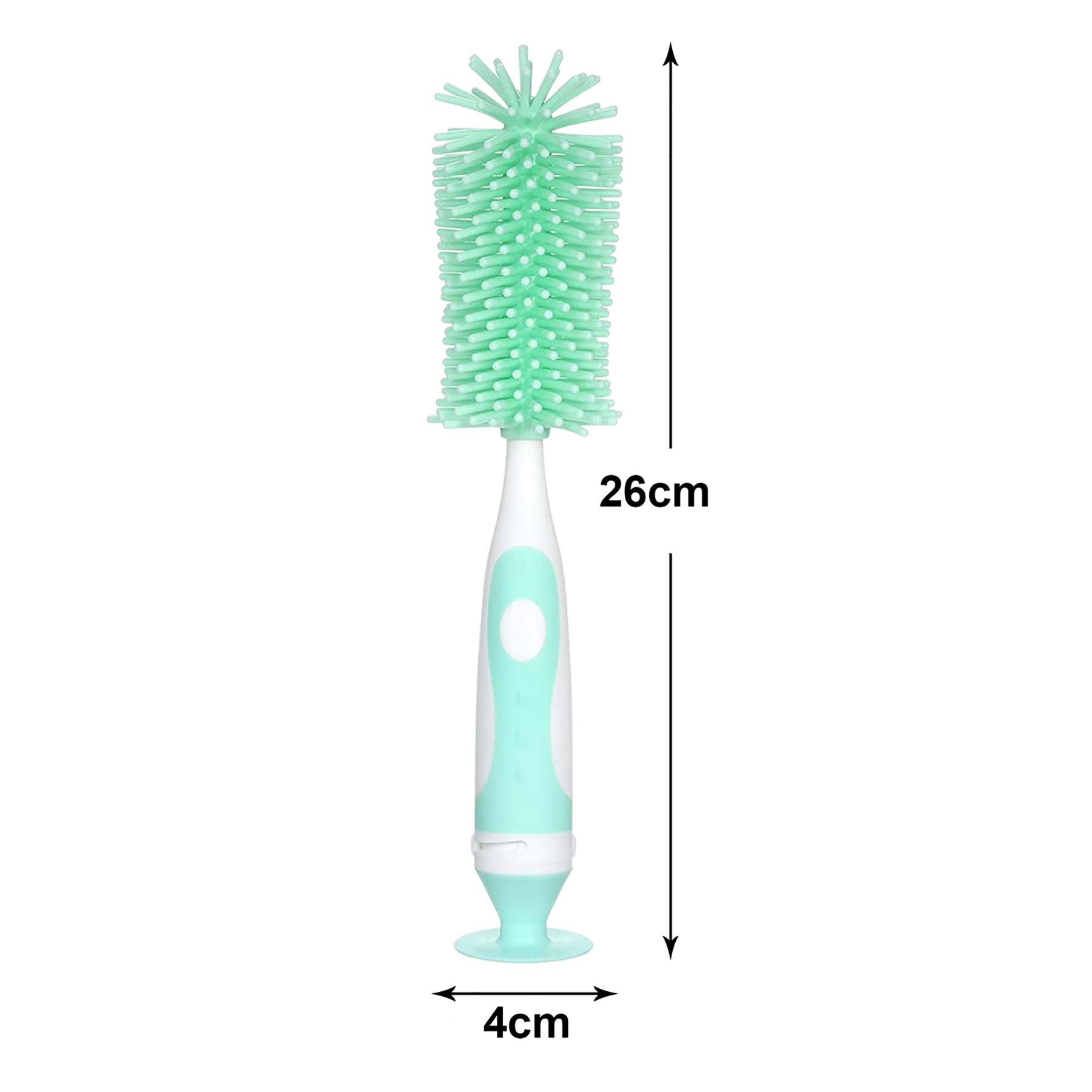 Kuber Industries Bottle Brush  Long Handle Bottle Brush  Silicone Bottle Cleaner Brush Set  Baby Feeding Bottle Cleaning Brush  Nipple Cleaner with Suction Base  Green