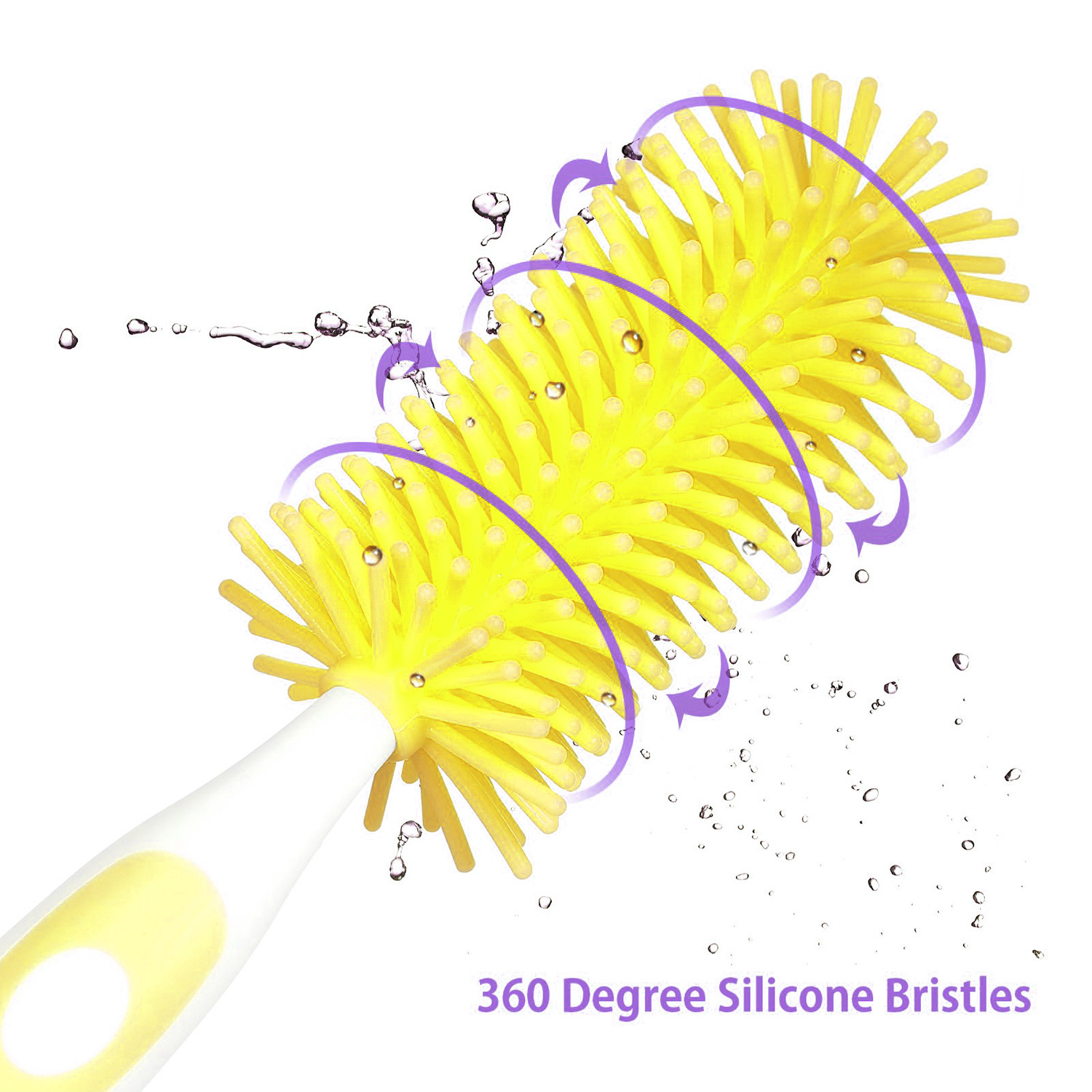 Kuber Industries Bottle Brush | Long Handle Bottle Brush | Silicone Bottle Cleaner Brush Set | Baby Feeding Bottle Cleaning Brush | Nipple Cleaner with Suction Base | Pack of 2 | Multicolor
