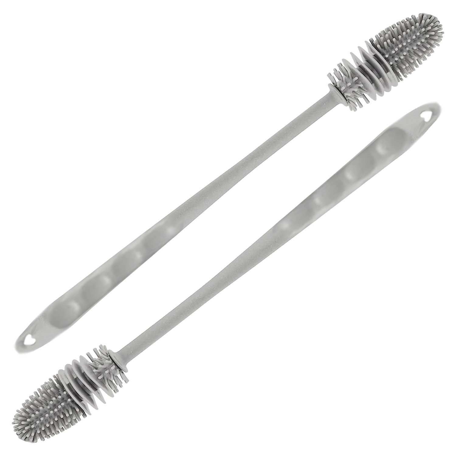 Kuber Industries Bottle Cleaning Brush|Silicone Water Bottle Cleaner|Brush with Long Handle|Reusable Cleaning Brush|Bottle Brush Cleaner Set (Gray)