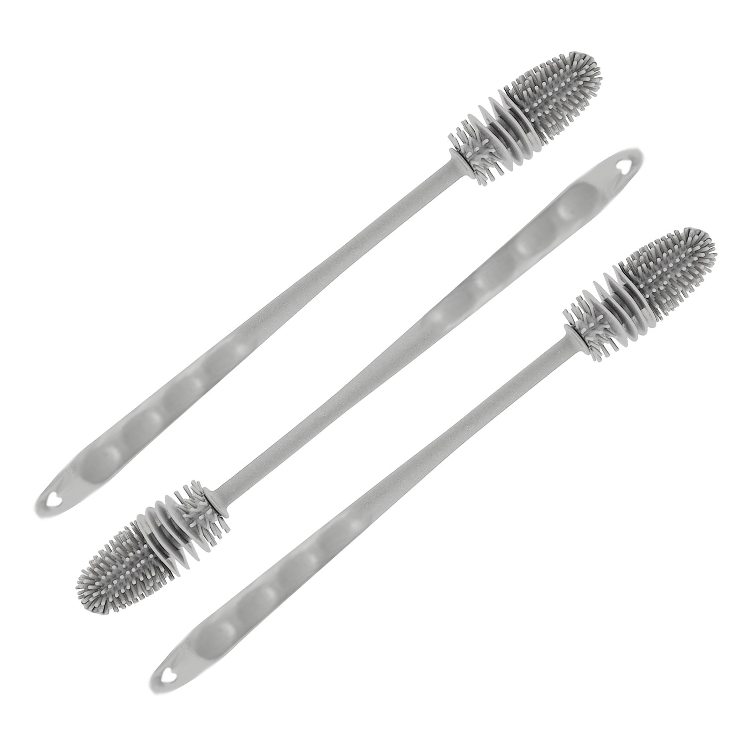 Kuber Industries Bottle Cleaning Brush|Silicone Water Bottle Cleaner|Brush with Long Handle|Reusable Cleaning Brush|Bottle Brush Cleaner Set (Gray)