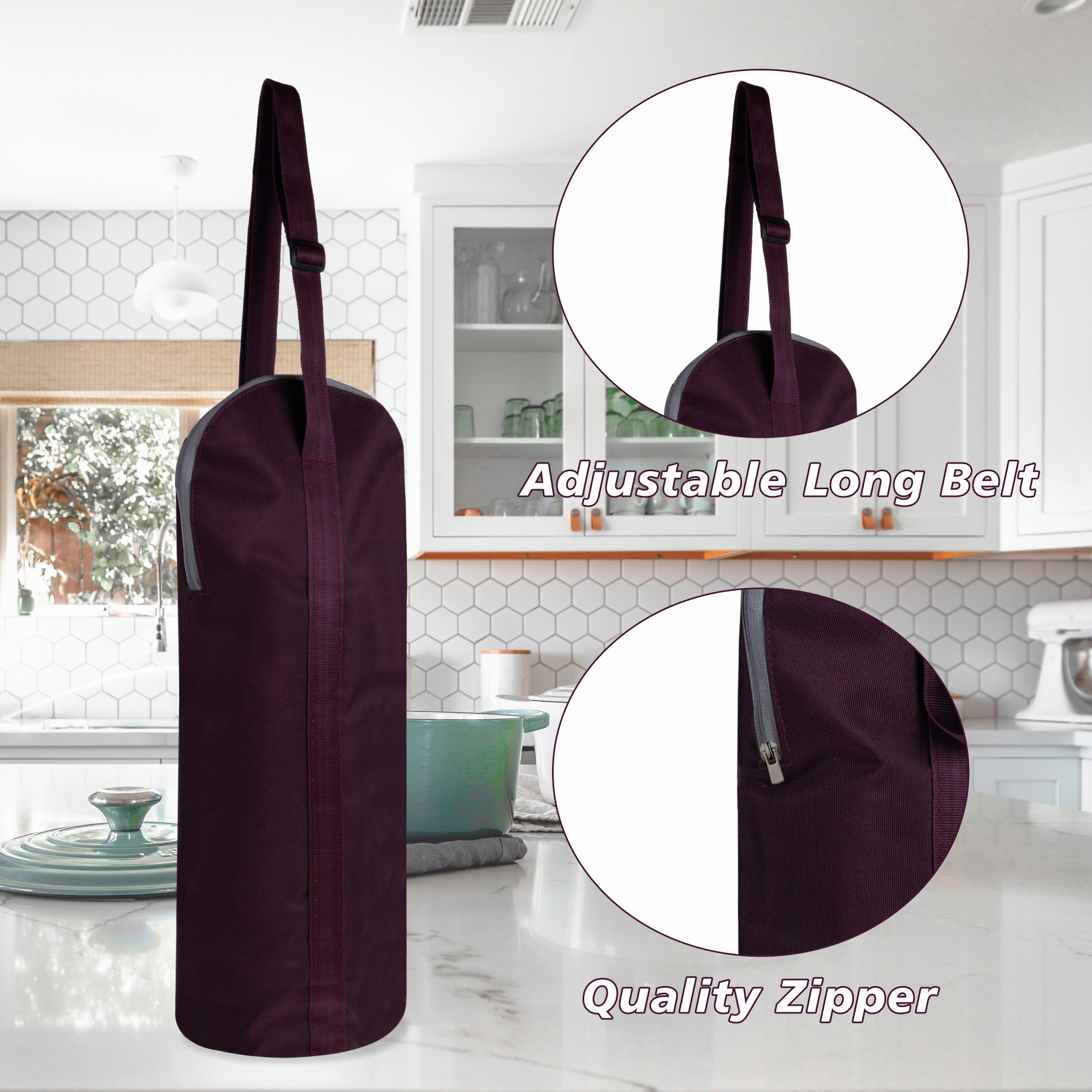 Kuber Industries Bottle Cover|Rexine Traveling Water Bottle Cover|Adjustable Strap & Zipper Closure|2.5 Ltr|XL Size (Purple)