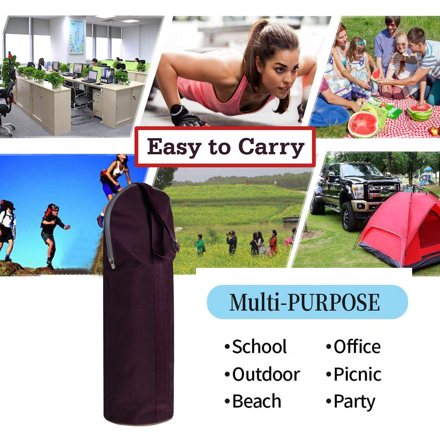 Kuber Industries Bottle Cover|Rexine Traveling Water Bottle Cover|Adjustable Strap & Zipper Closure|2.5 Ltr|XL Size (Purple)