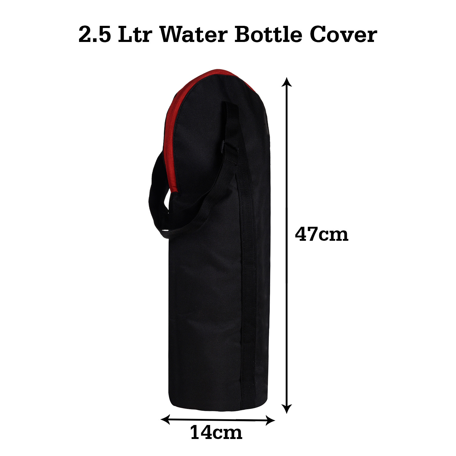 Kuber Industries Bottle Cover|Rexine Traveling Water Bottle Cover|Adjustable Strap & Zipper Closure|2.5 Ltr|XL Size (Black)