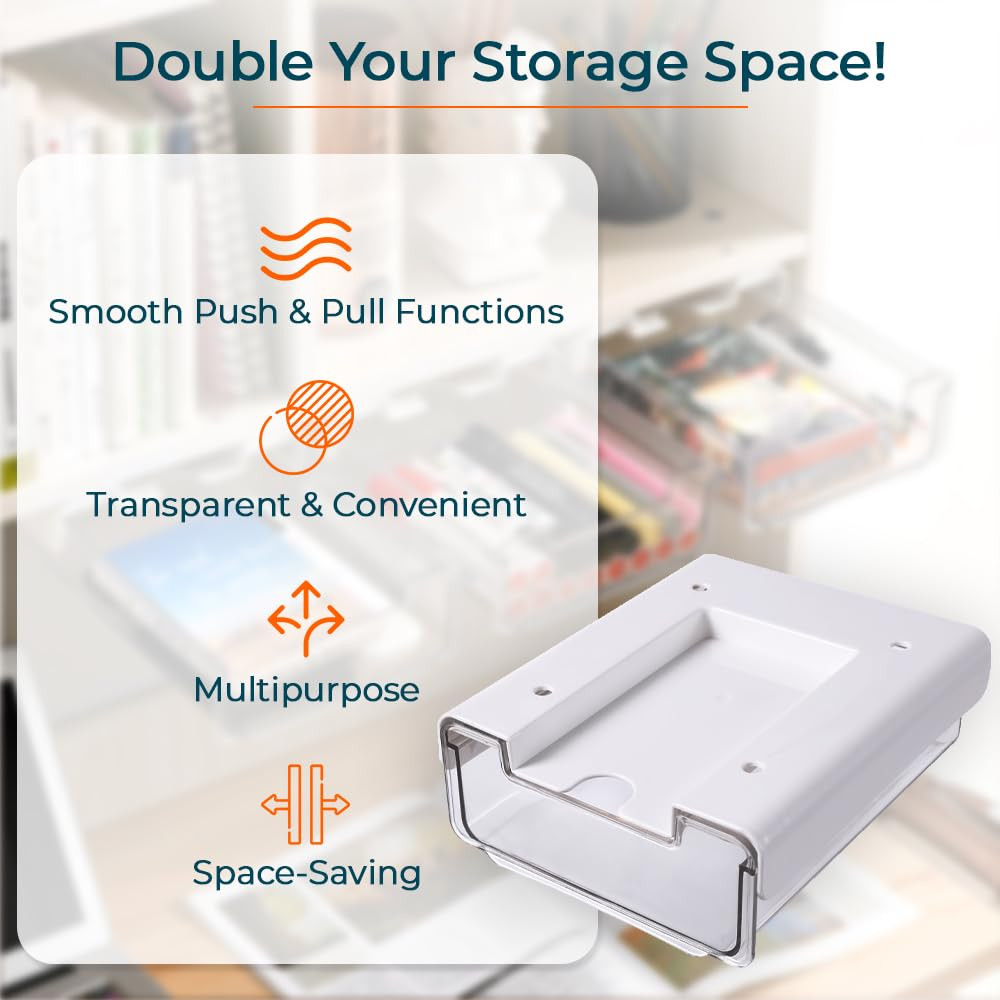 Kuber Industries Bottom Layer Small Drawer Storage Box|Plastic Cabinet Box For Storage|White